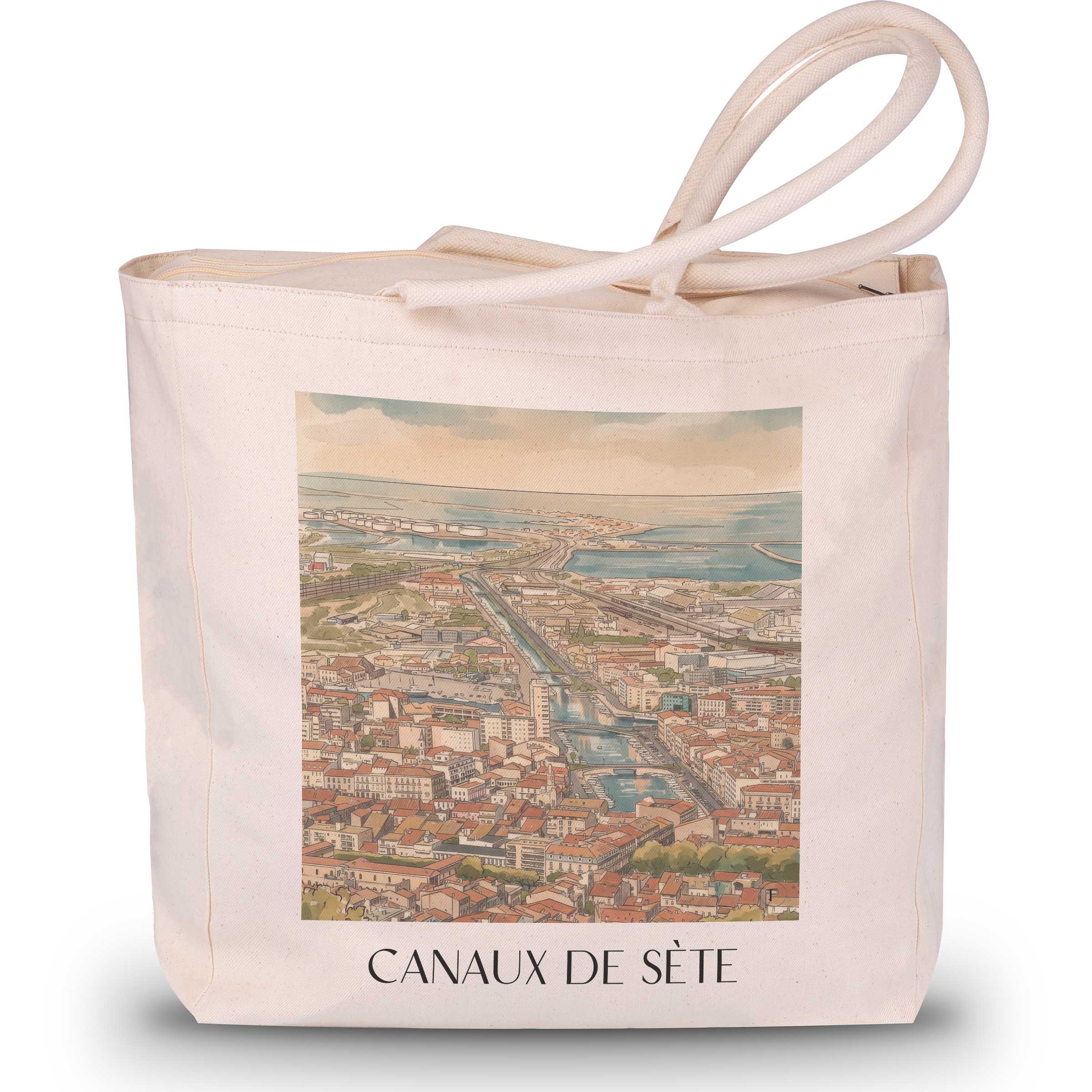 canaux-de-sète--okzitanien-frankreich-einkaufstasche-aquarell