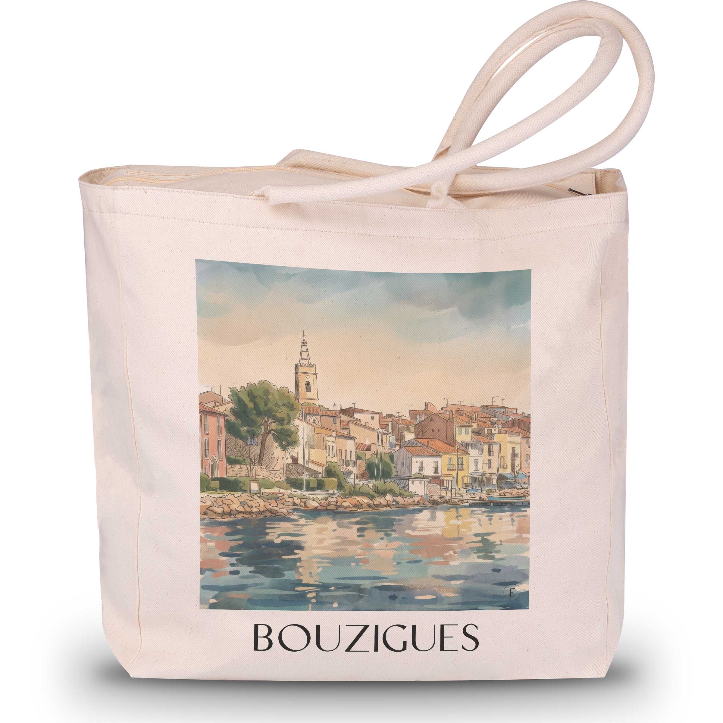 bouzigues-bassin-de-thau-frankreich-einkaufstasche-aquarell