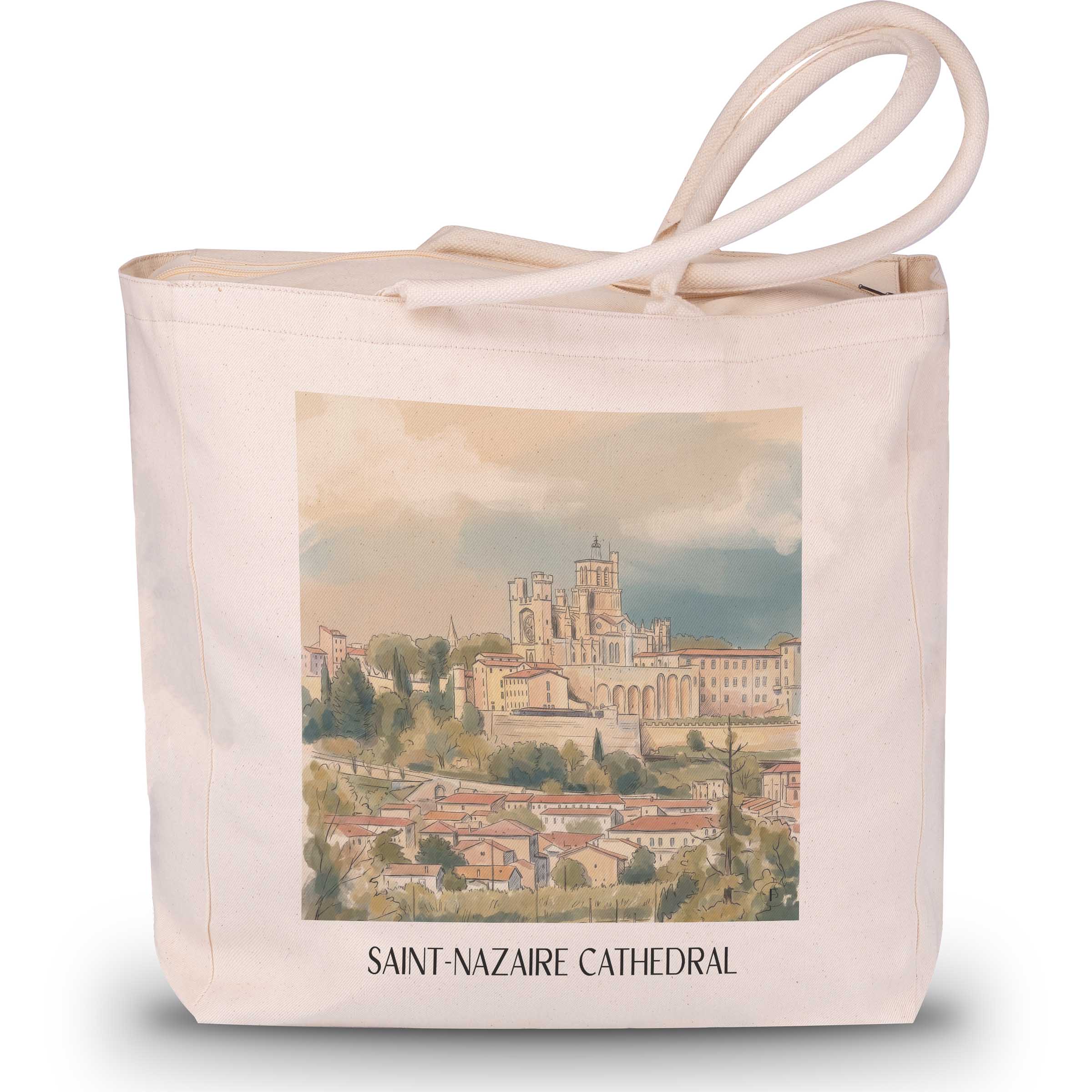 Cathédrale Saint-Nazaire Shopping Tasche - Bèziers - Frankreich Tote Bag - Einkaufstasche im Aquarell Stil