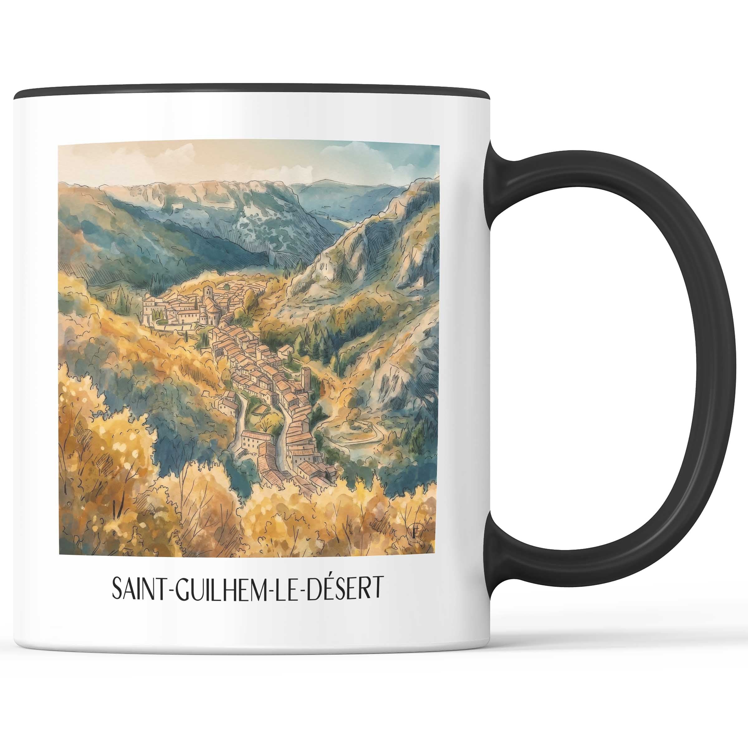 saint-guilhem-le-désert-okzitanien-frankreich-kaffeebecher-aquarell