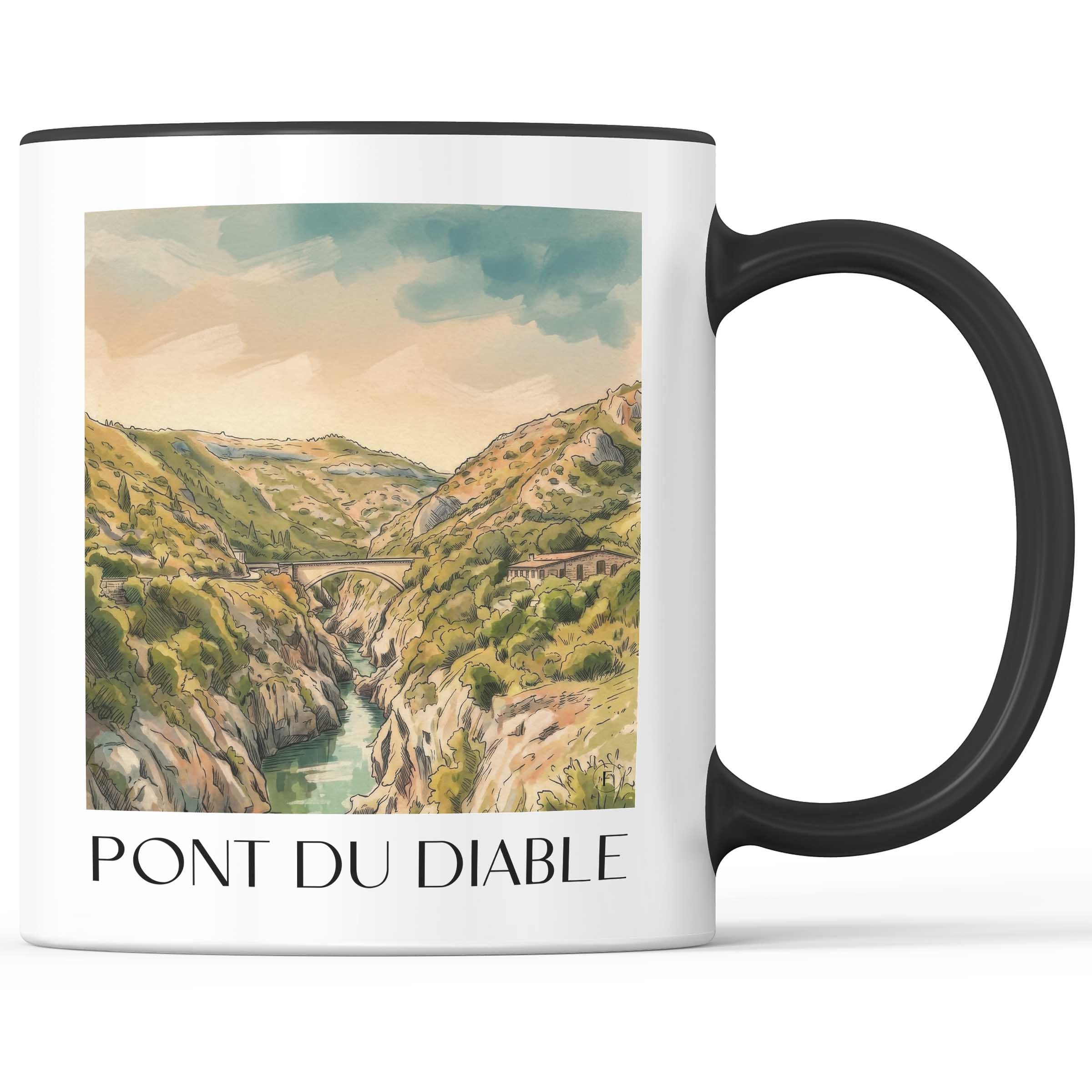 pont-du-diable-saint-guilhem-le-désert-frankreich-kaffeebecher-aquarell