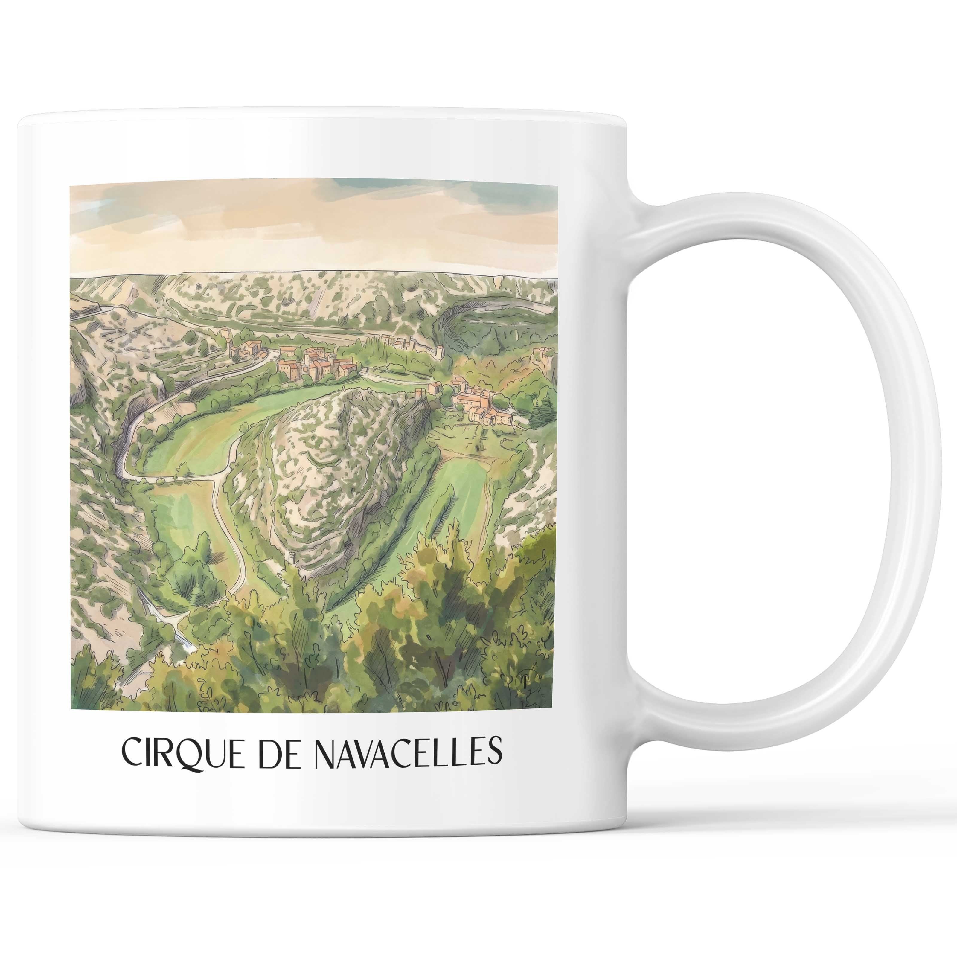 Cirque de Navacelles Kaffeebecher - Okzitanien - Frankreich Becher - Kaffeetasse im Aquarell Stil