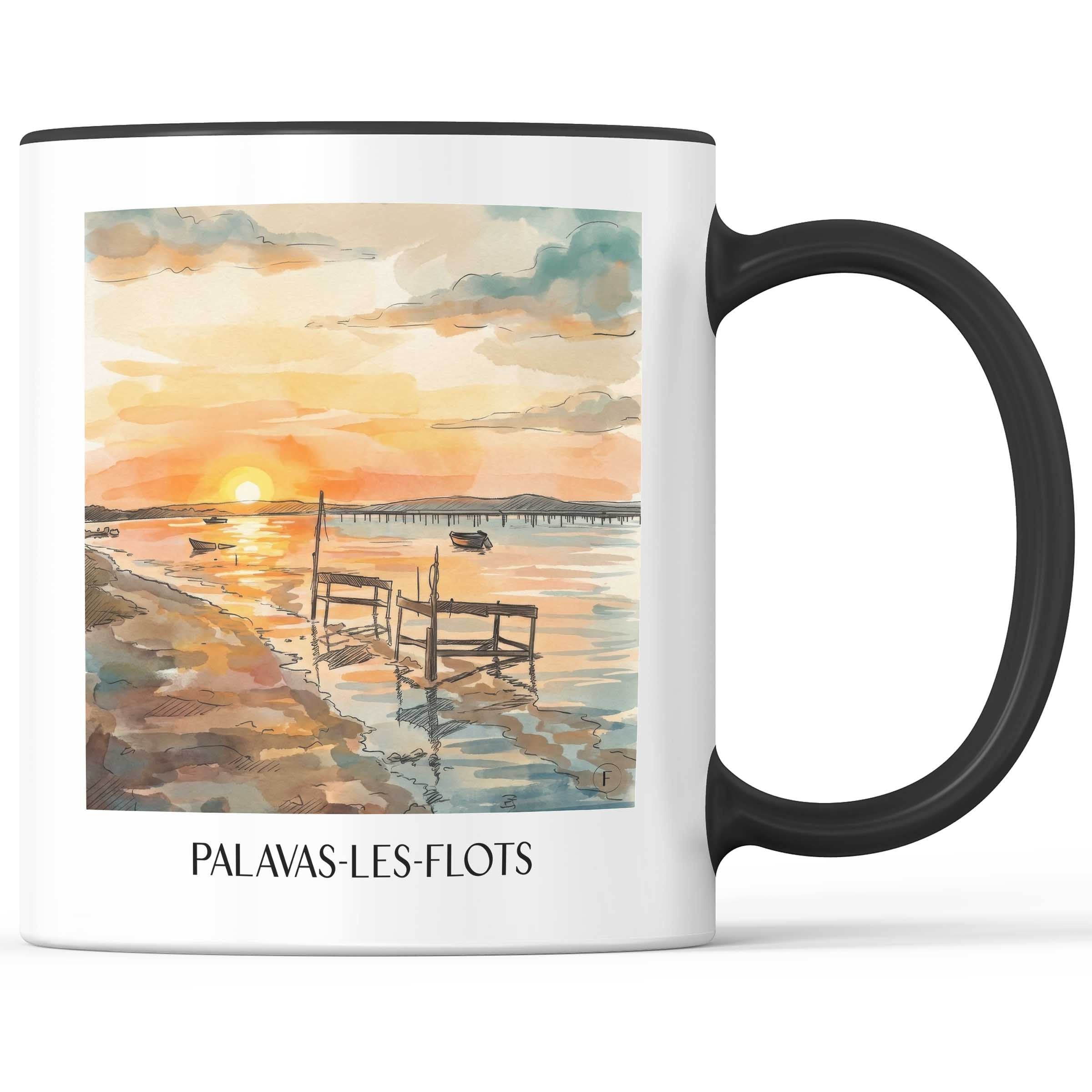 palavas-les-flots-okzitanien-frankreich-kaffeebecher-aquarell