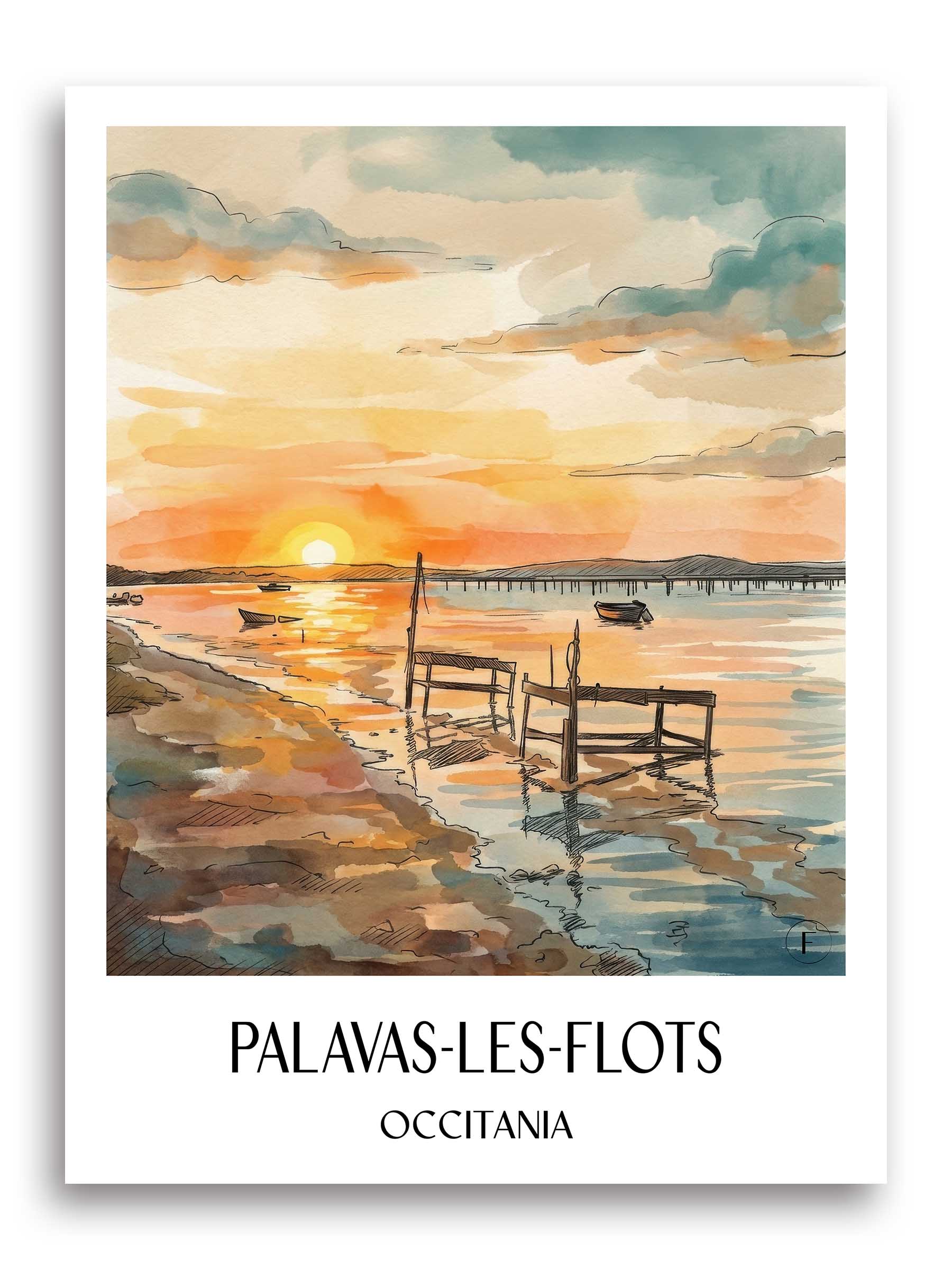 Palavas-les-Flots Poster - Okzitanien - Frankreich Kunstdruck - Aquarell von A4 bis A1
