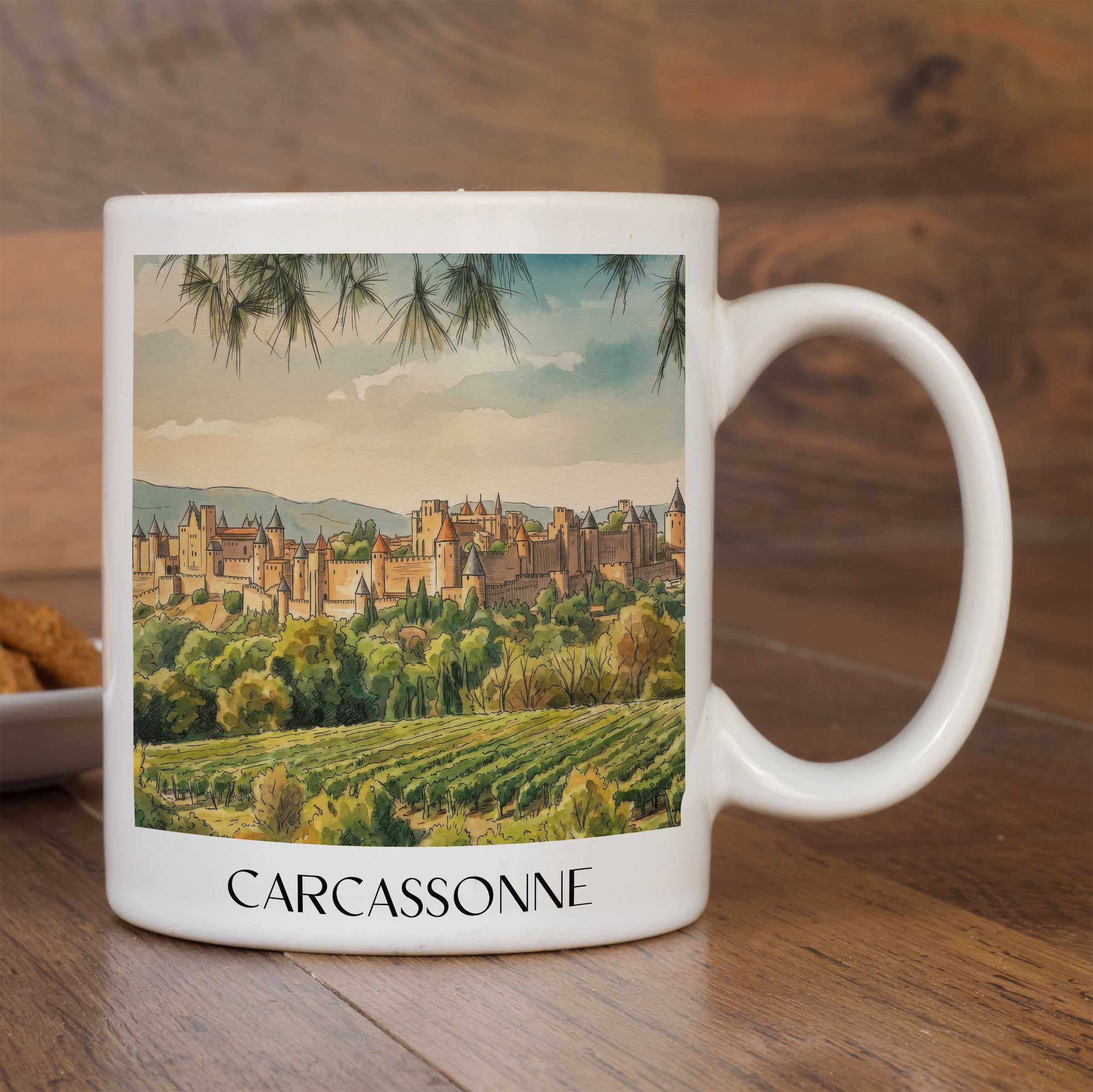 carcassonne-okzitanien-frankreich-kaffeebecher-aquarell