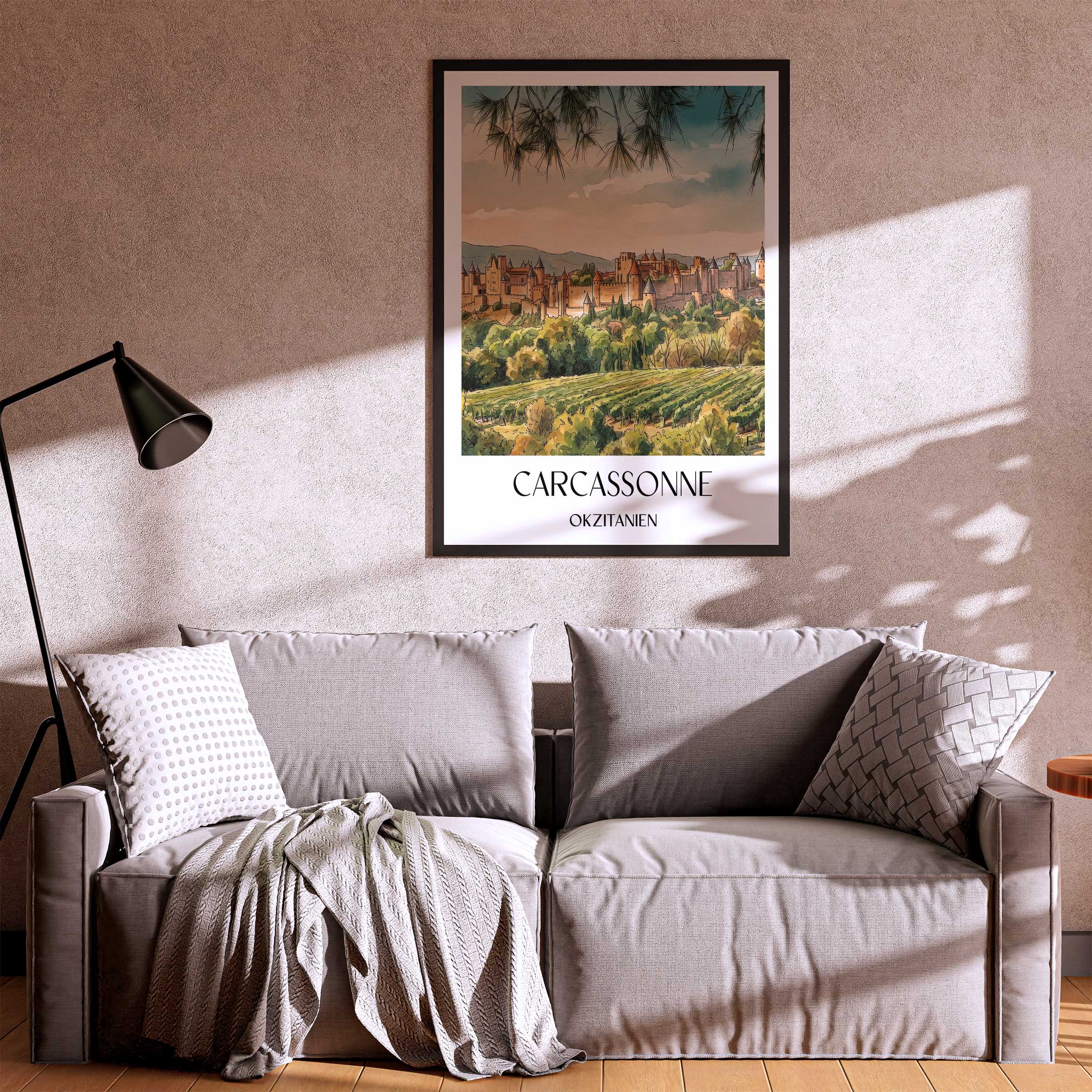 carcassonne-okzitanien-frankreich-poster-aquarell