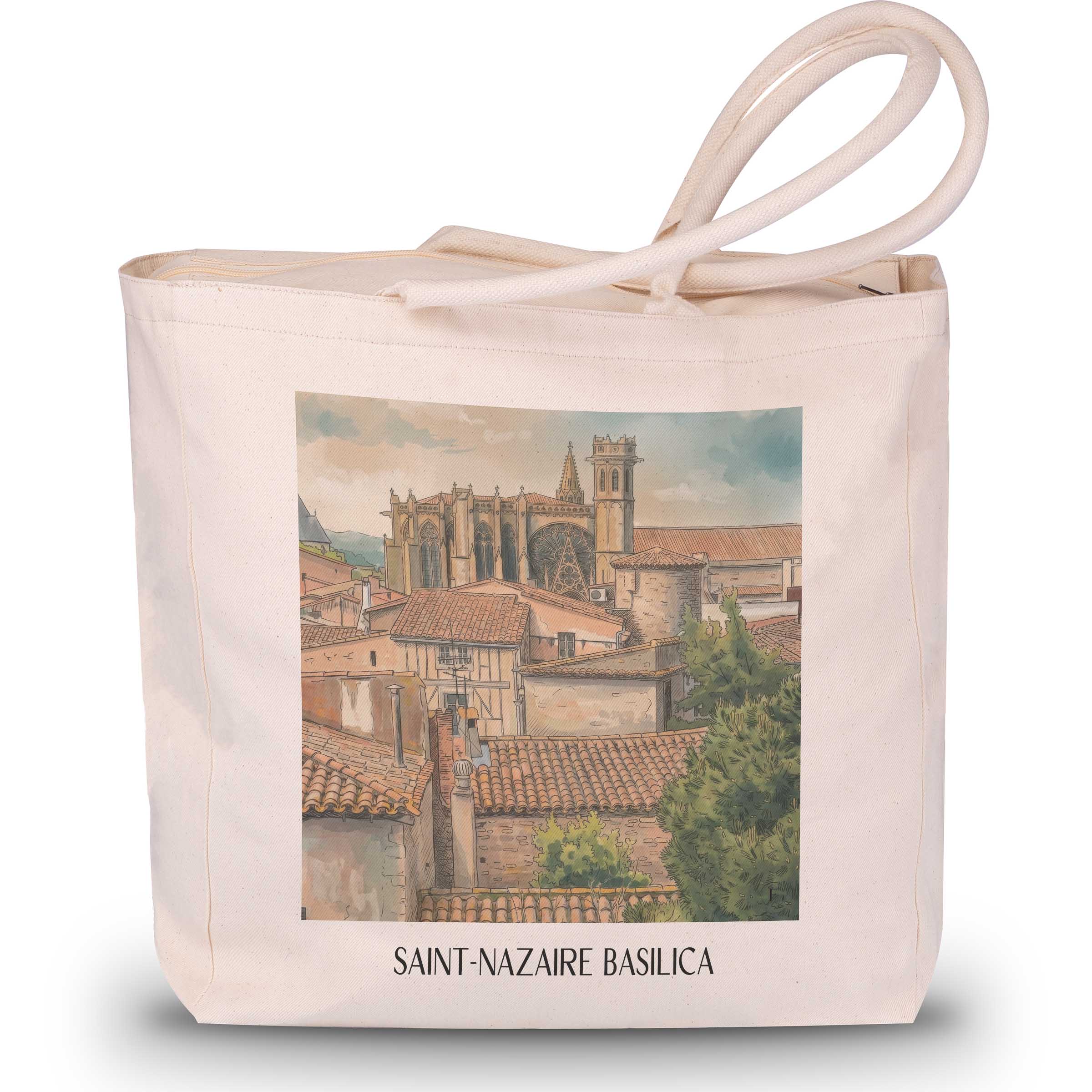 Basilique Saint-Nazaire Shopping Tasche - Carcassonne - Frankreich Tote Bag - Einkaufstasche im Aquarell Stil