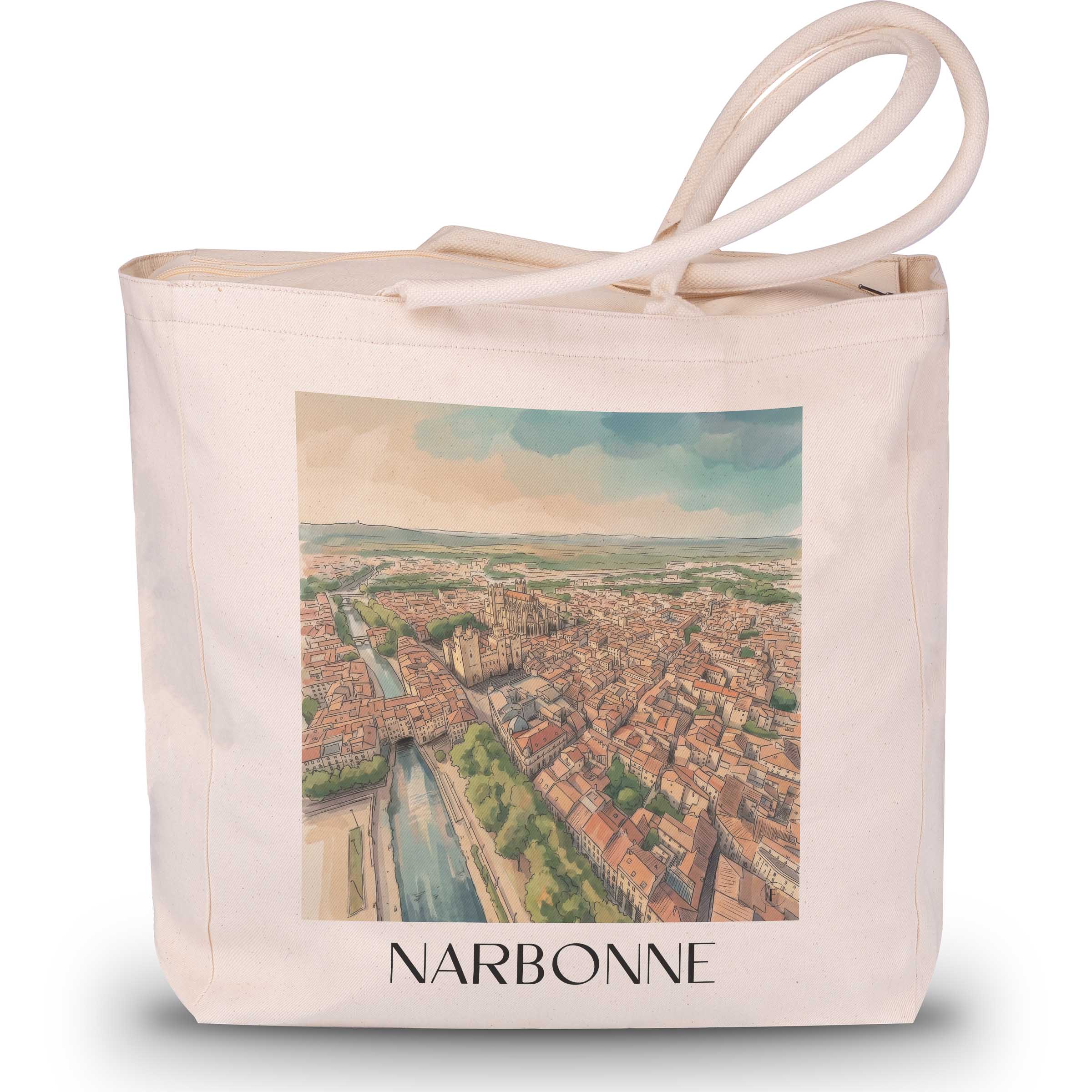 Narbonne Shopping Tasche - Okzitanien - Frankreich Tote Bag - Einkaufstasche im Aquarell Stil