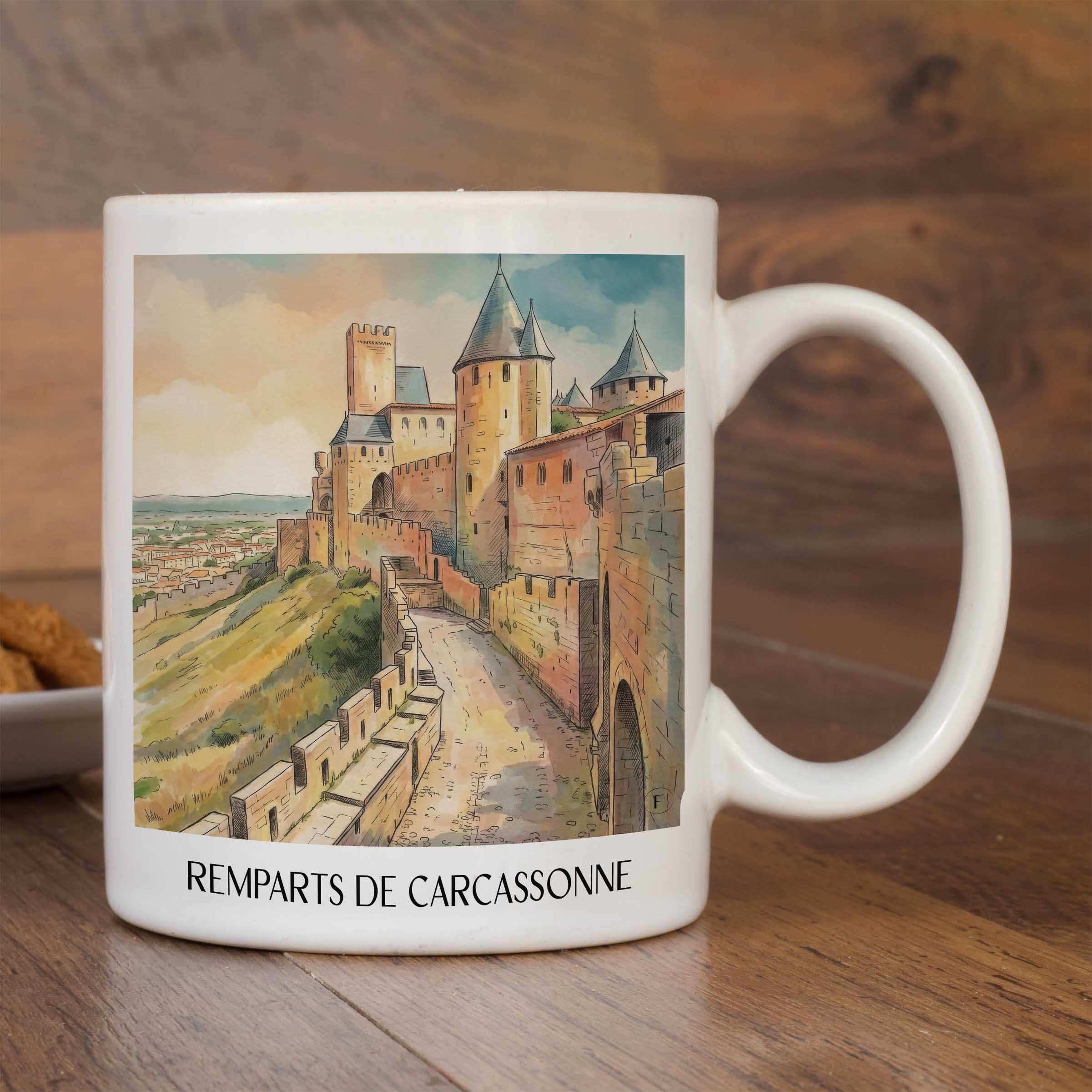 remparts-de-carcassonne-okzitanien-frankreich-kaffeebecher-aquarell
