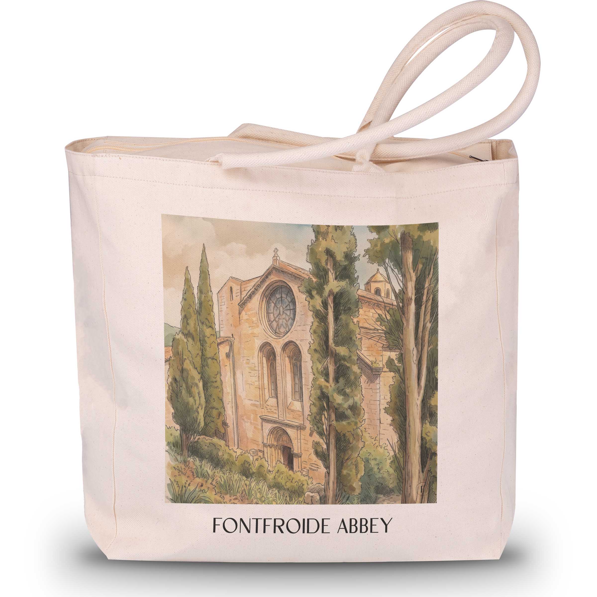 Abbaye de Fontfroide Shopping Tasche - Corbières - Frankreich Tote Bag - Einkaufstasche im Aquarell Stil