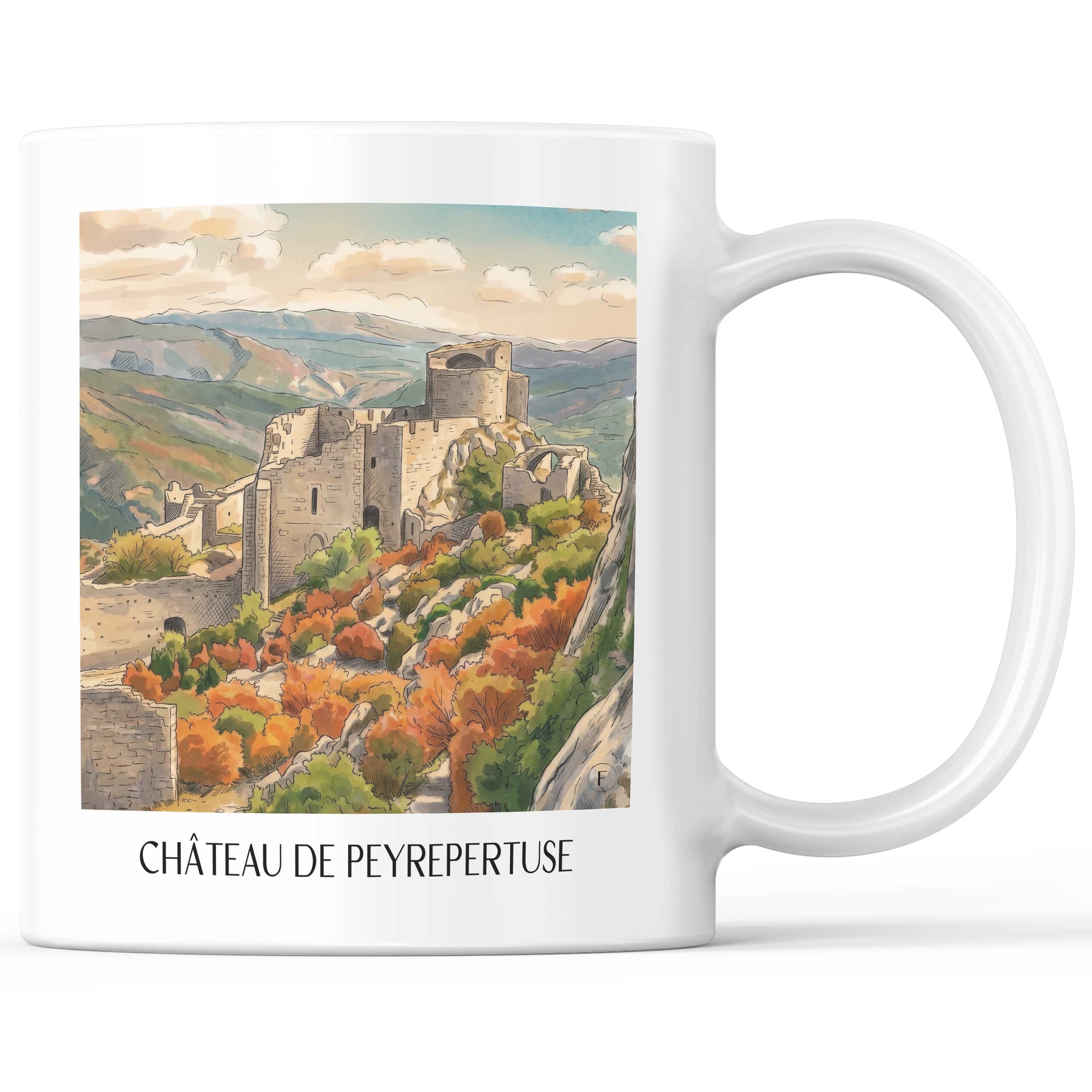 château-de-peyrepertuse-pays-cathare-frankreich-kaffeebecher-aquarell