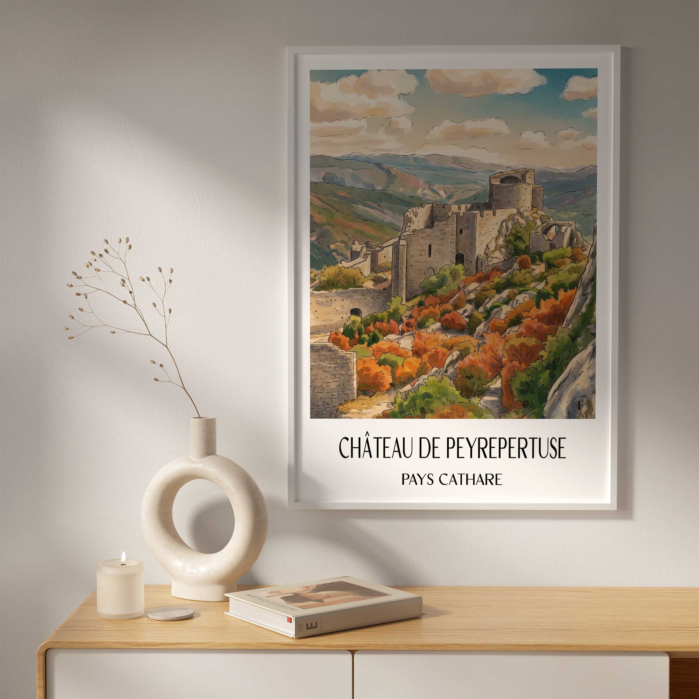 château-de-peyrepertuse-pays-cathare-frankreich-poster-aquarell