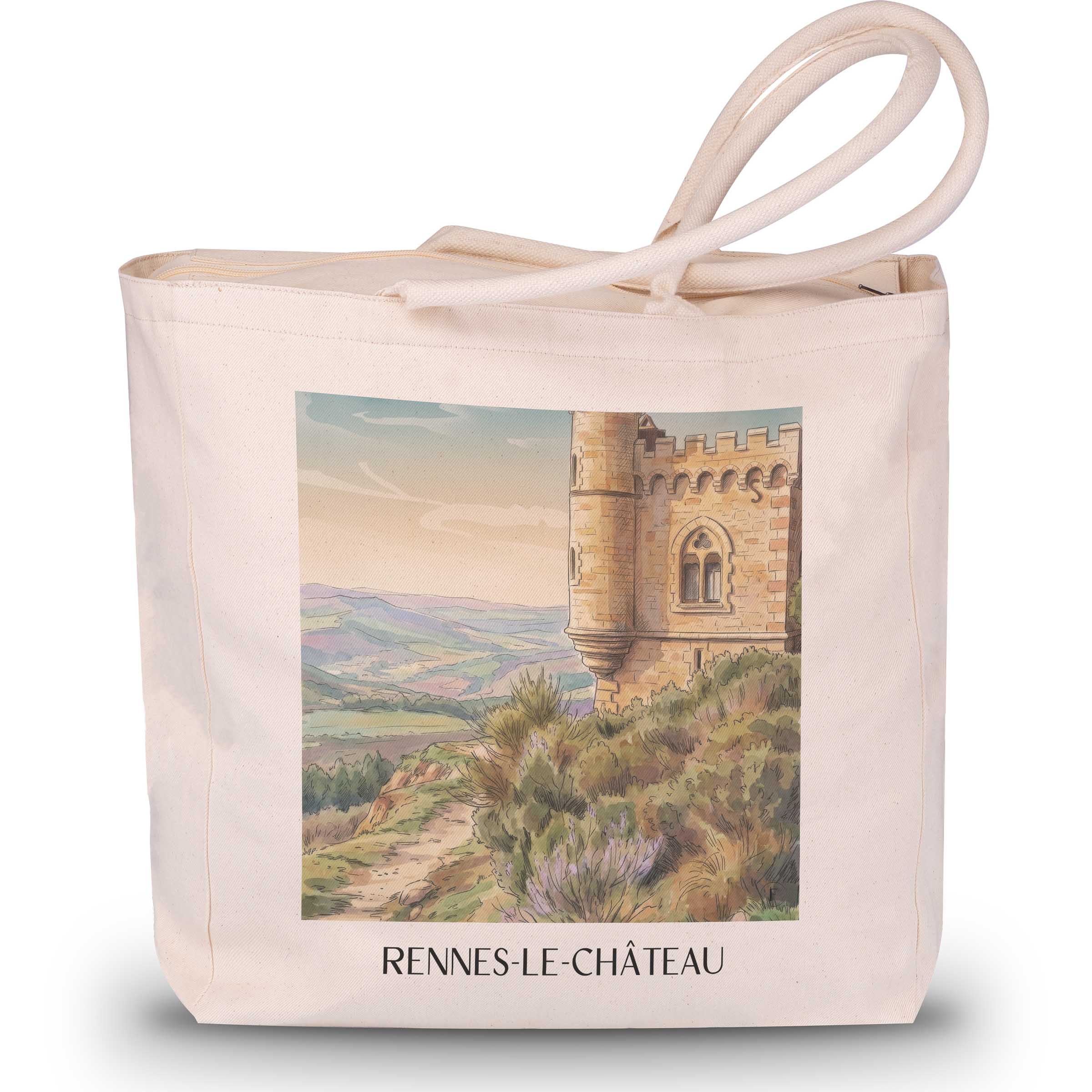 Rennes-le-Château Shopping Tasche - Limouxin - Frankreich Tote Bag - Einkaufstasche im Aquarell Stil