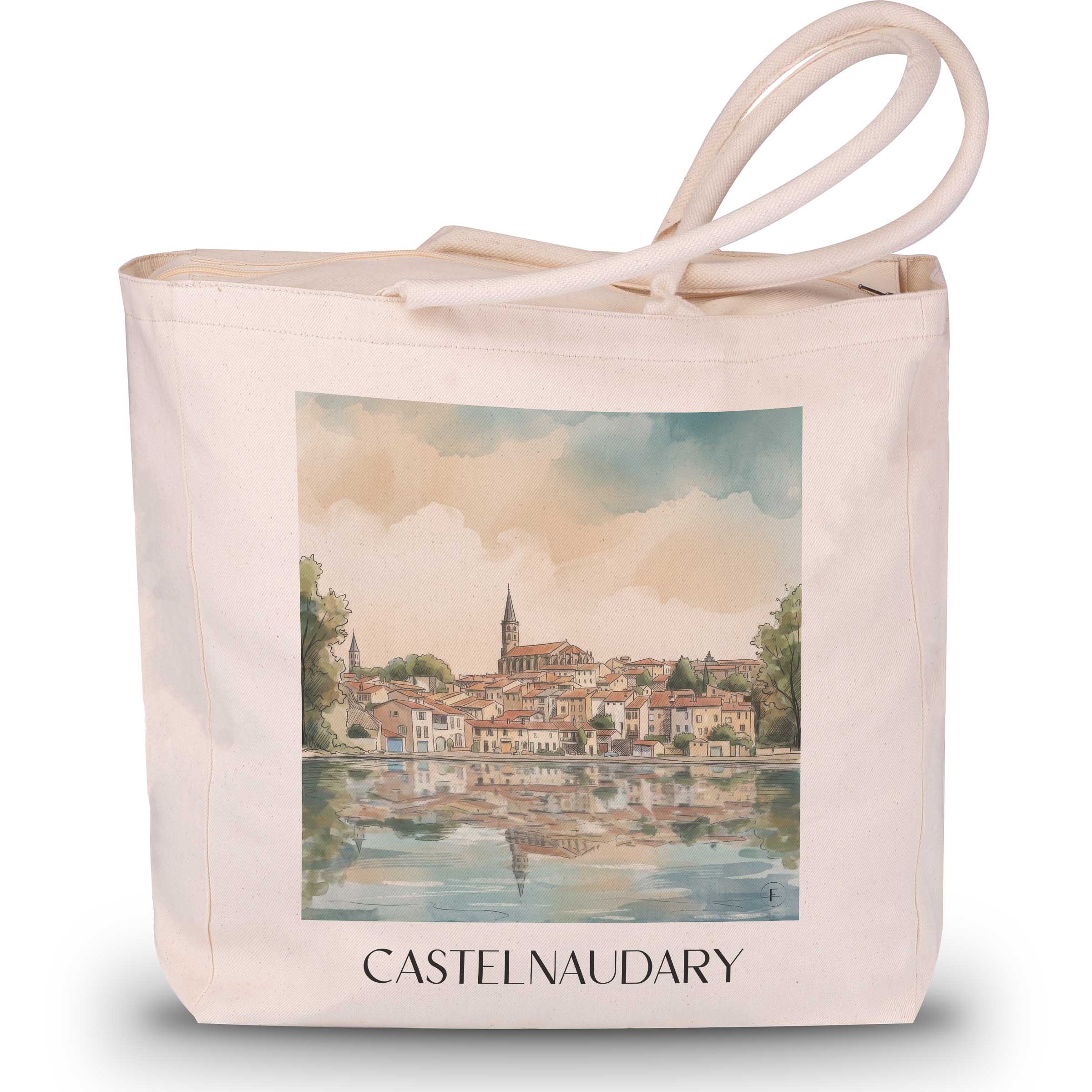 Castelnaudary Shopping Tasche - Lauragais - Frankreich Tote Bag - Einkaufstasche im Aquarell Stil