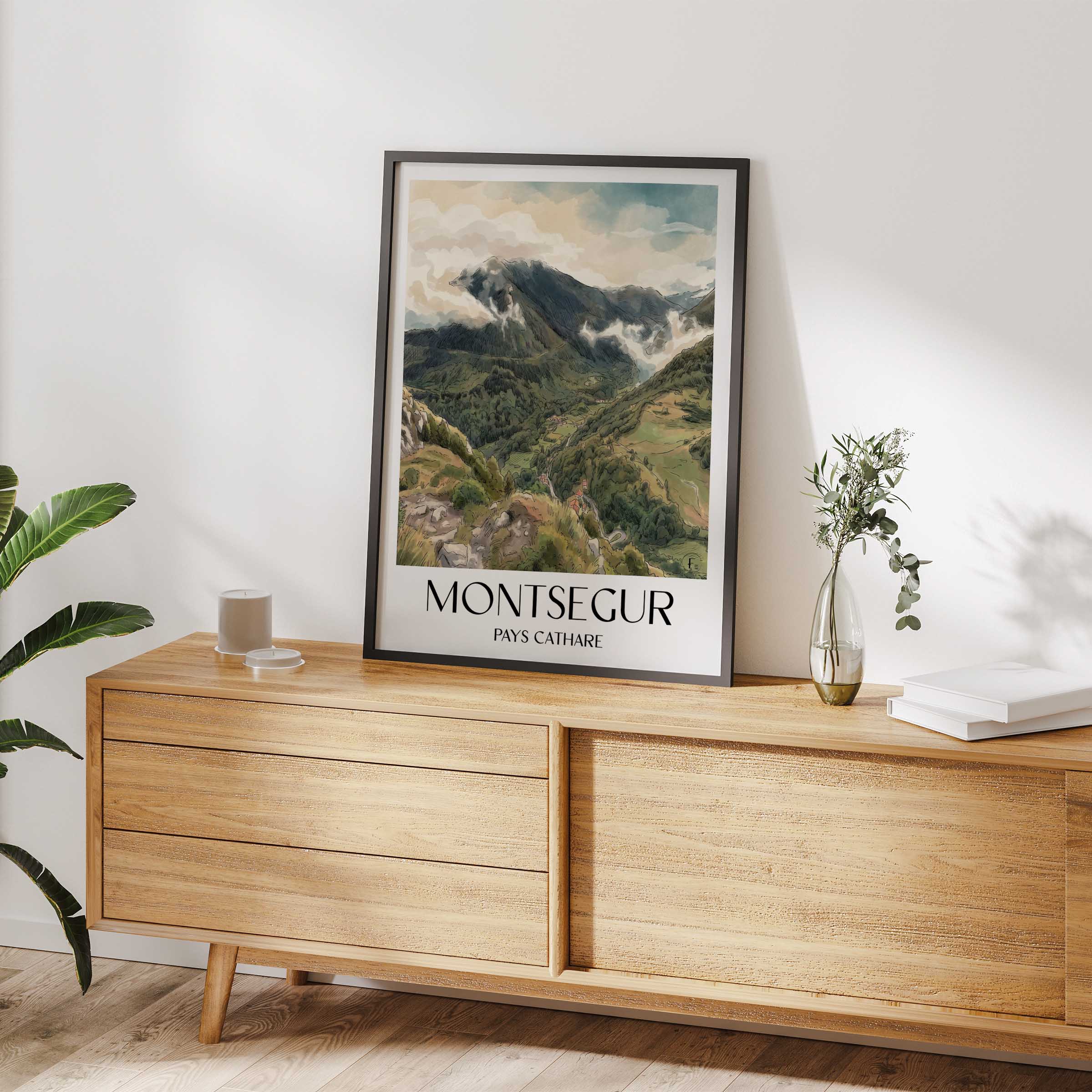 montsegur-pays-cathare-frankreich-poster-aquarell