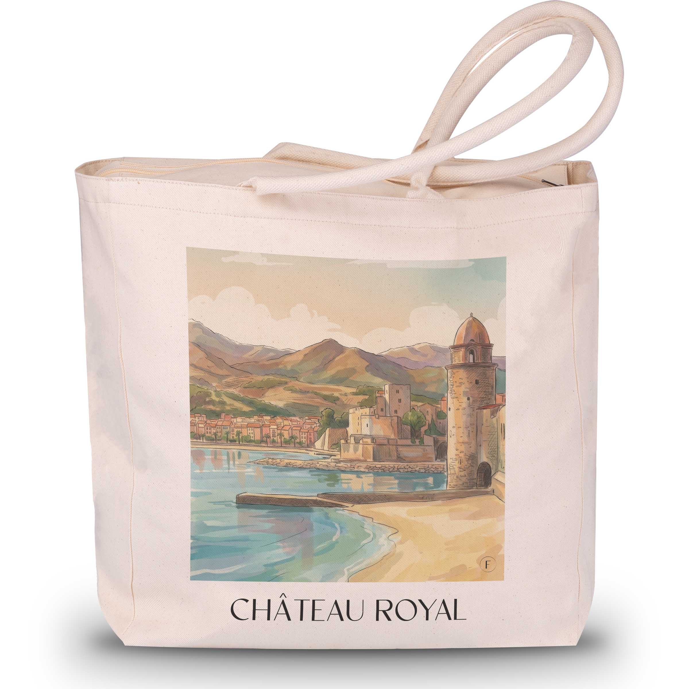 château-royal-collioure-frankreich-einkaufstasche-aquarell