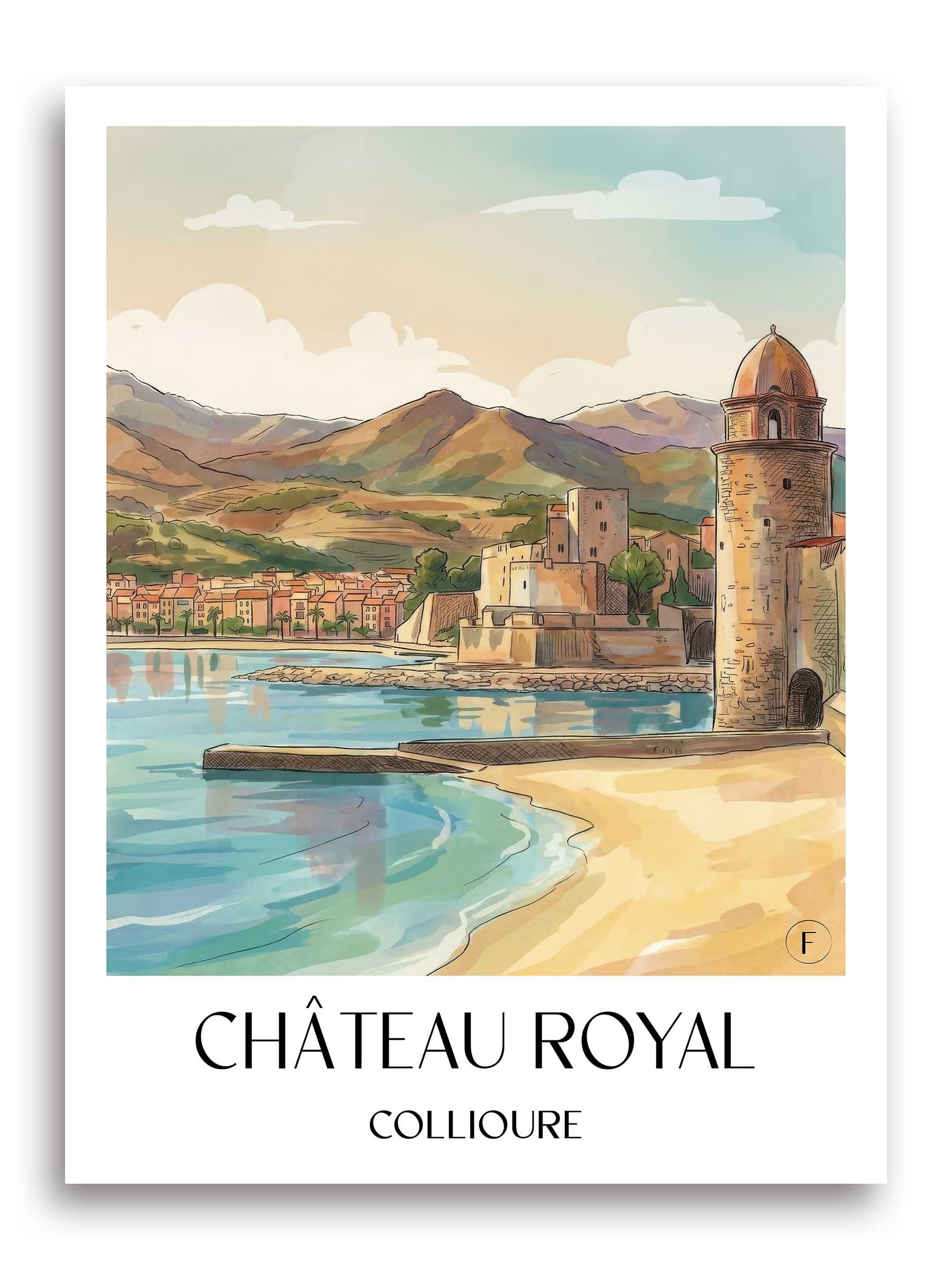 château-royal-collioure-frankreich-poster-aquarell