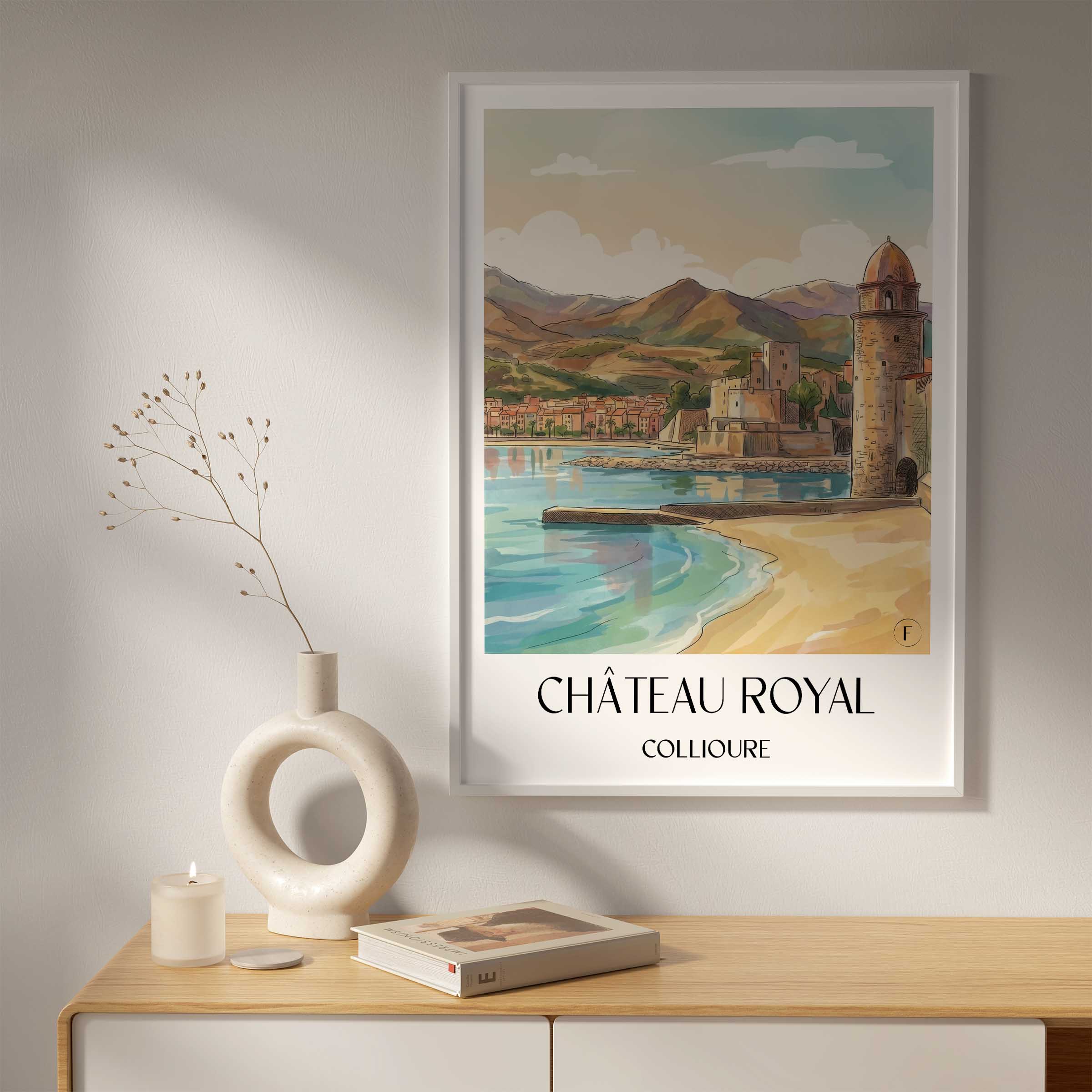 château-royal-collioure-frankreich-poster-aquarell
