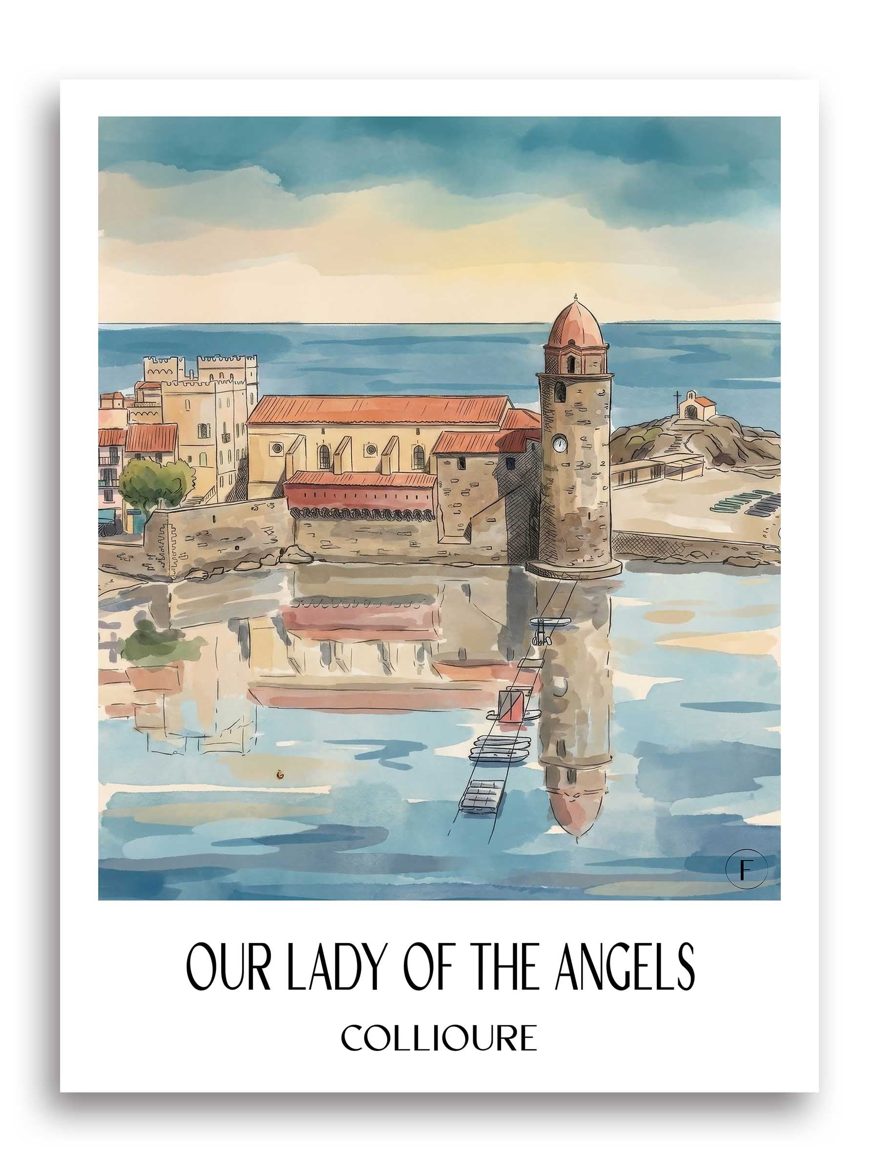 Notre-Dame-des-Anges Poster - Collioure - Frankreich Kunstdruck - Aquarell von A4 bis A1