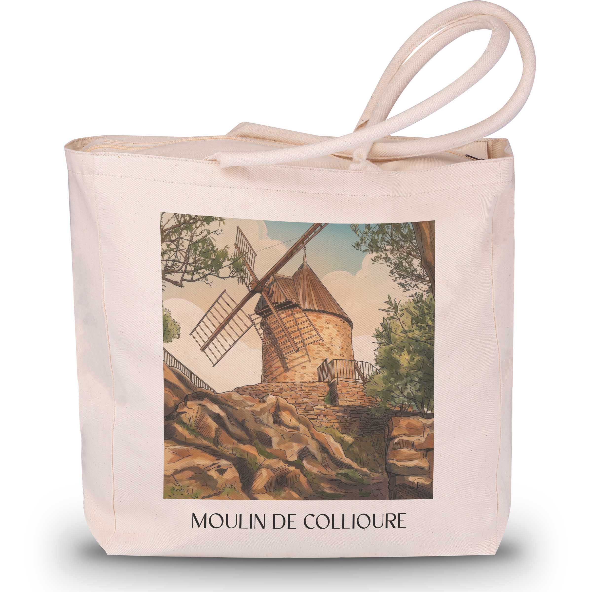 moulin-de-collioure-côte-vermeille-frankreich-einkaufstasche-aquarell