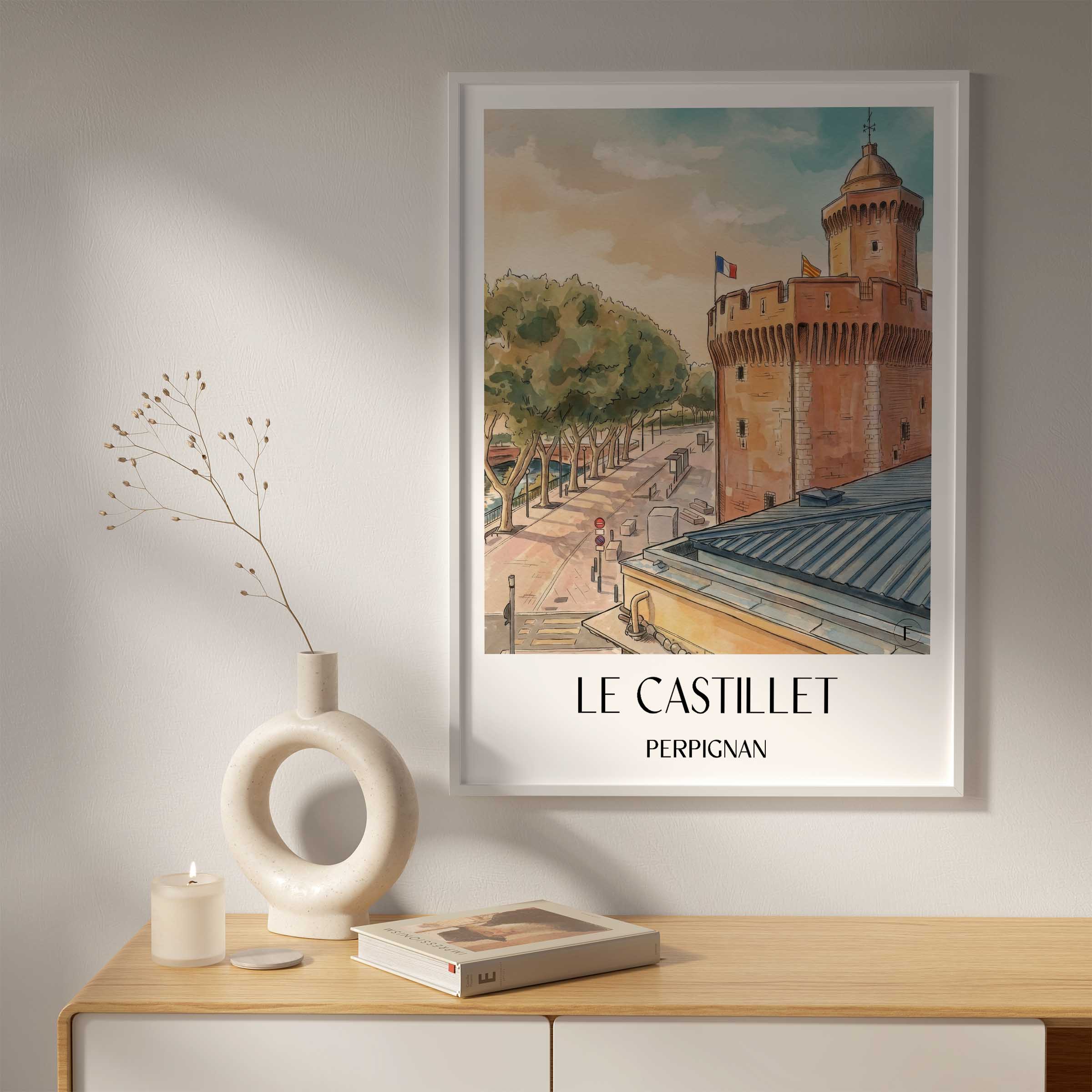 le-castillet-perpignan-frankreich-poster-aquarell