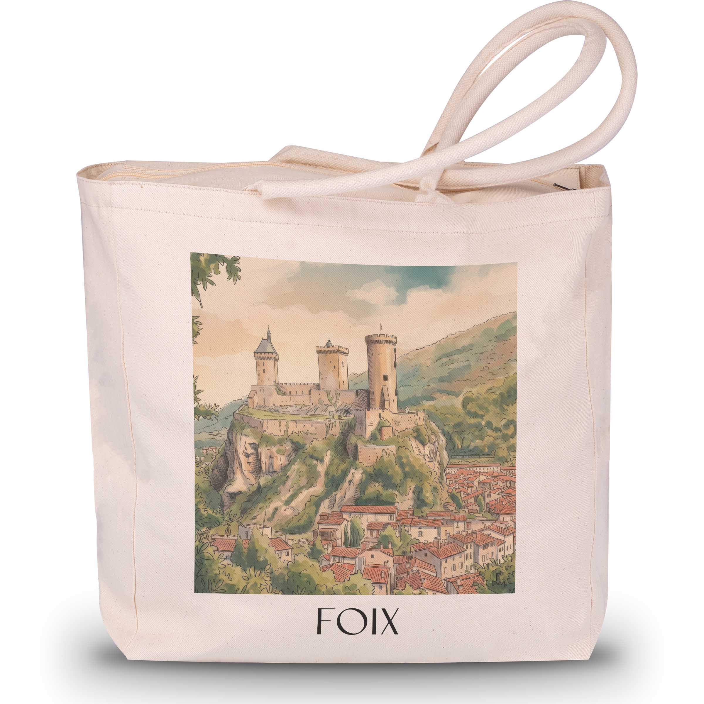 foix-okzitanien-frankreich-einkaufstasche-aquarell