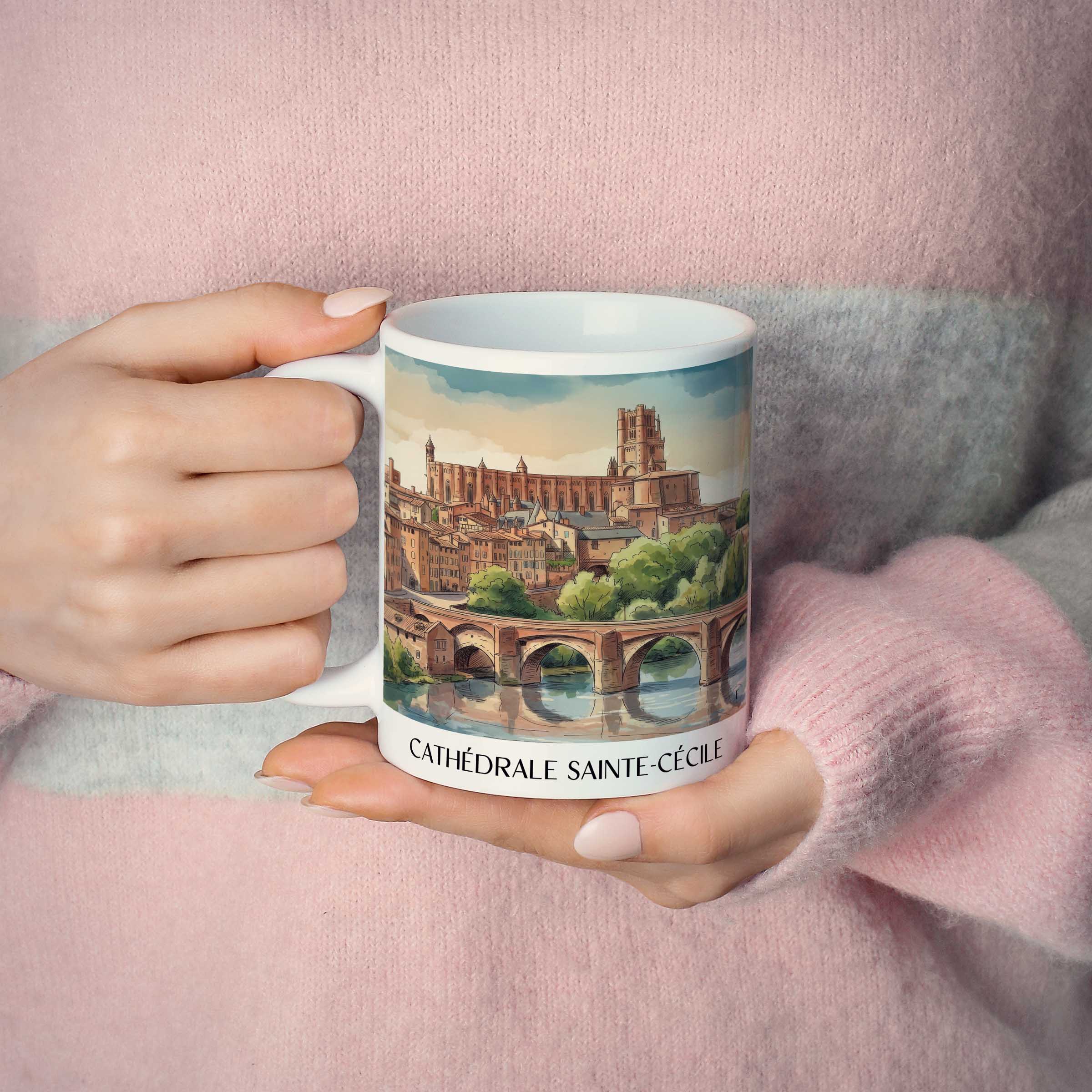 cathédrale-sainte-cécile-albi-frankreich-kaffeebecher-aquarell