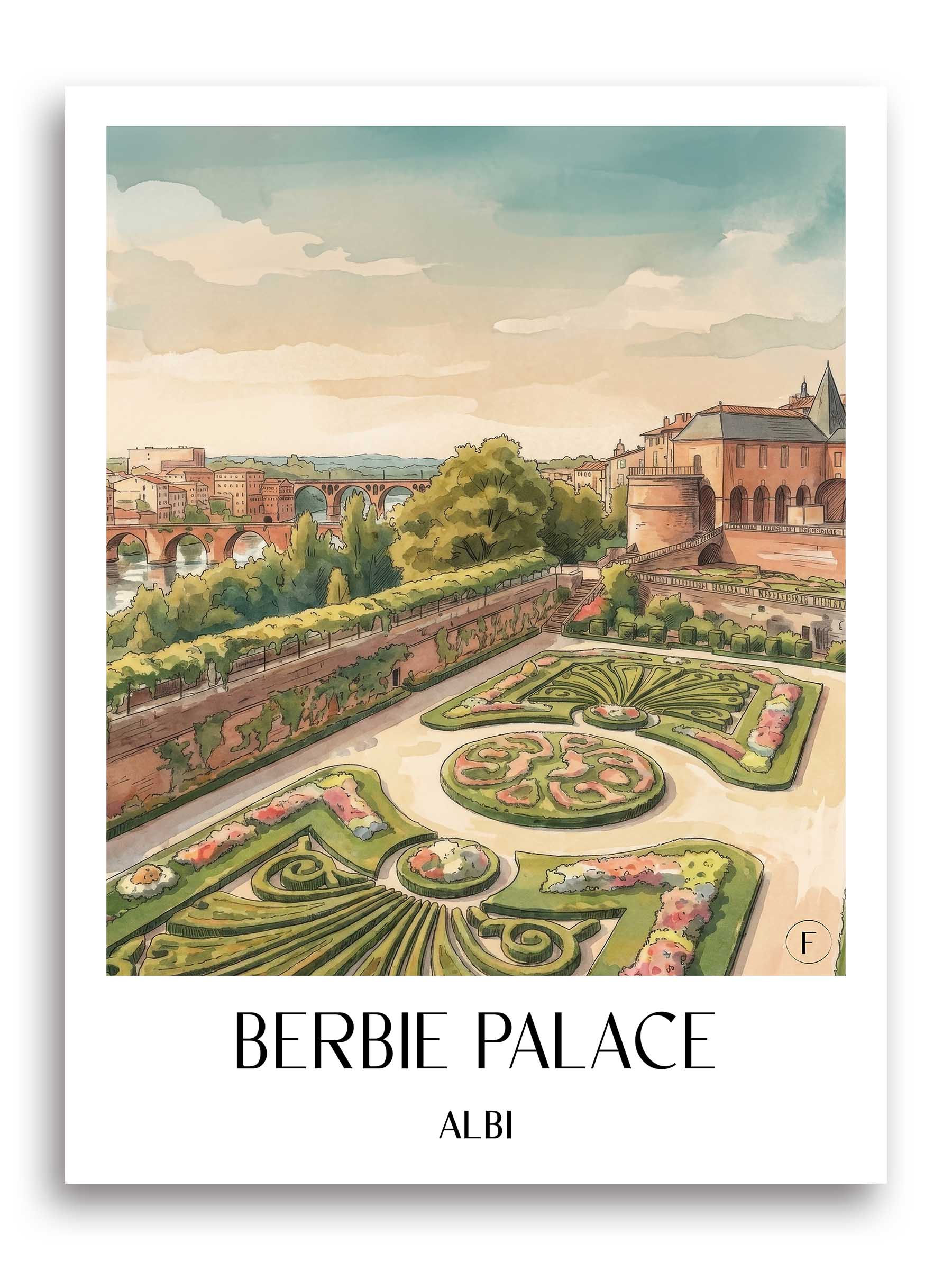 Palais de la Berbie Poster - Albi - Frankreich Kunstdruck - Aquarell von A4 bis A1