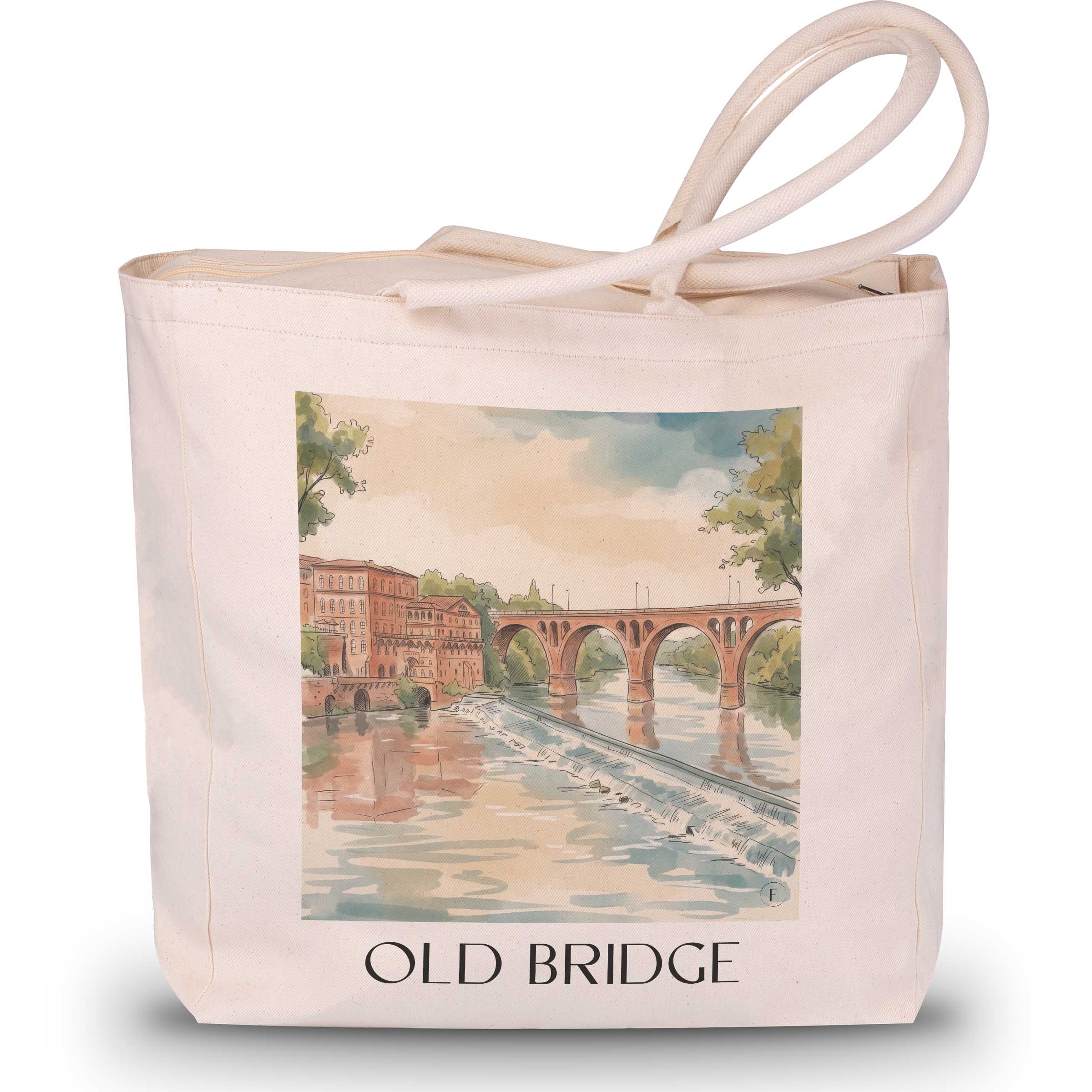 Pont Vieux Shopping Tasche - Albi - Frankreich Tote Bag - Einkaufstasche im Aquarell Stil