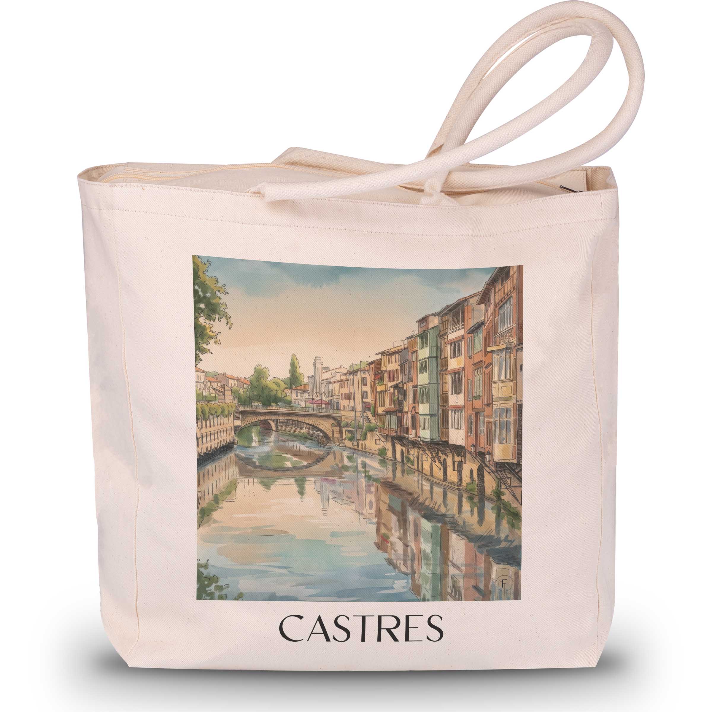 castres--pays-d'autan-frankreich-einkaufstasche-aquarell