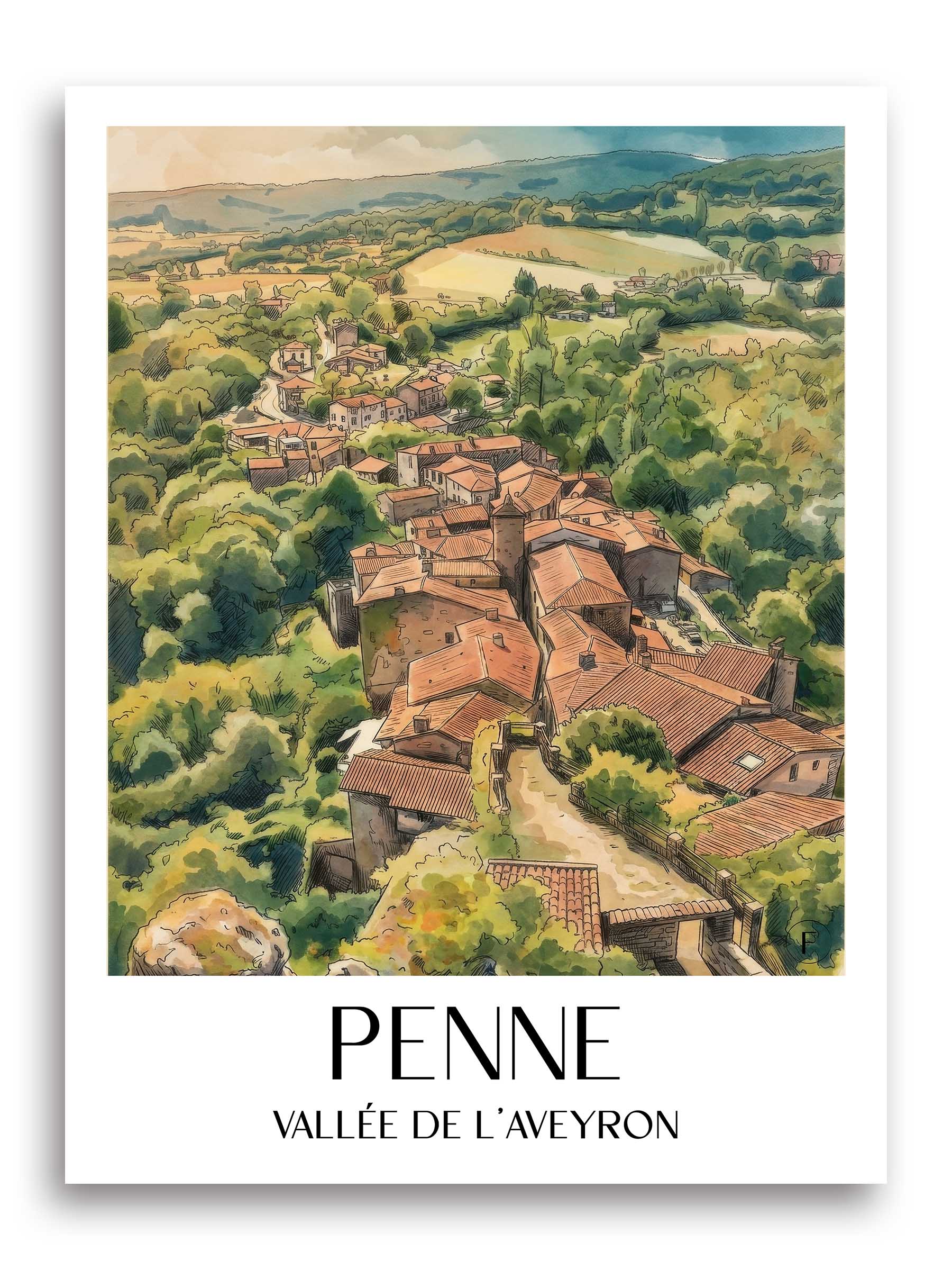 penne--vallée-de-l'aveyron-frankreich-poster-aquarell