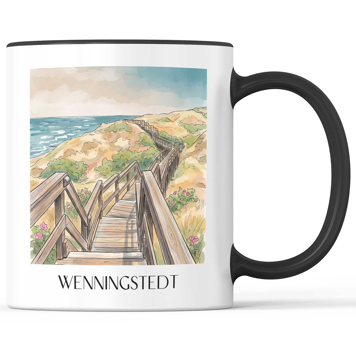 Wenningstedt Kaffeebecher - Sylt - Deutschland Becher - Kaffeetasse im Aquarell Stil