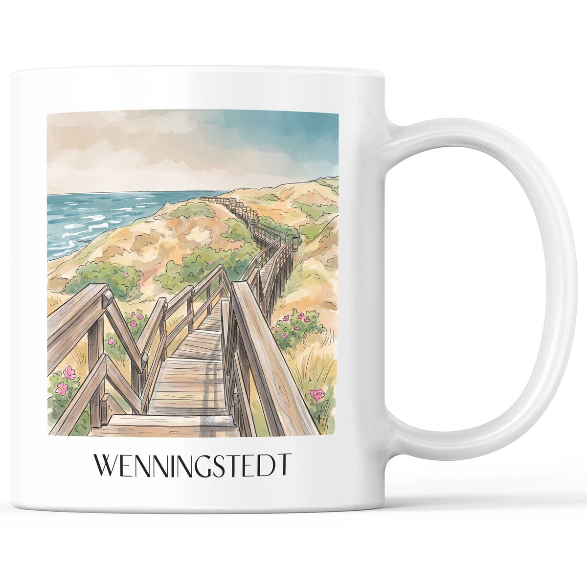 Wenningstedt Kaffeebecher - Sylt - Deutschland Becher - Kaffeetasse im Aquarell Stil