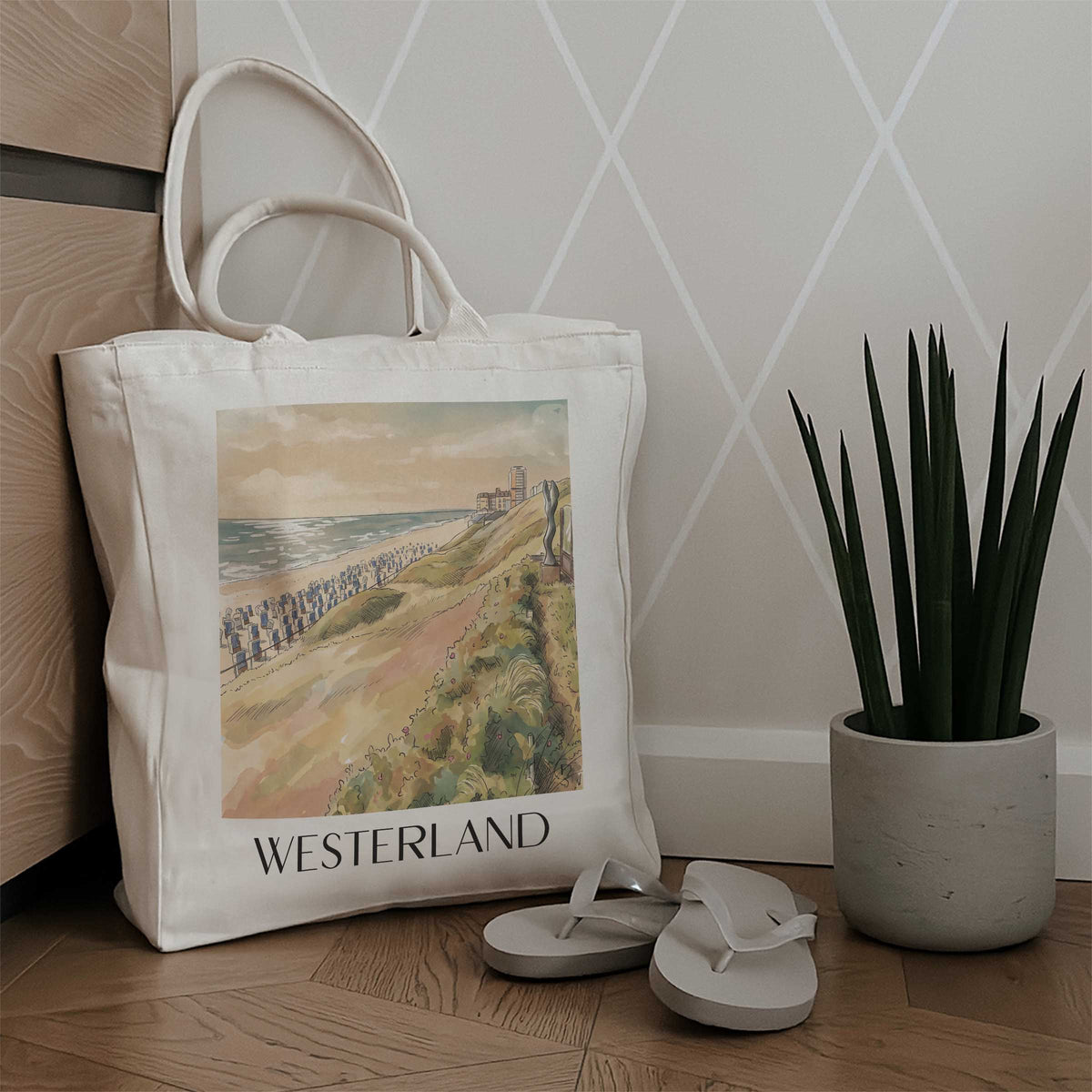westerland-sylt-deutschland-einkaufstasche-aquarell