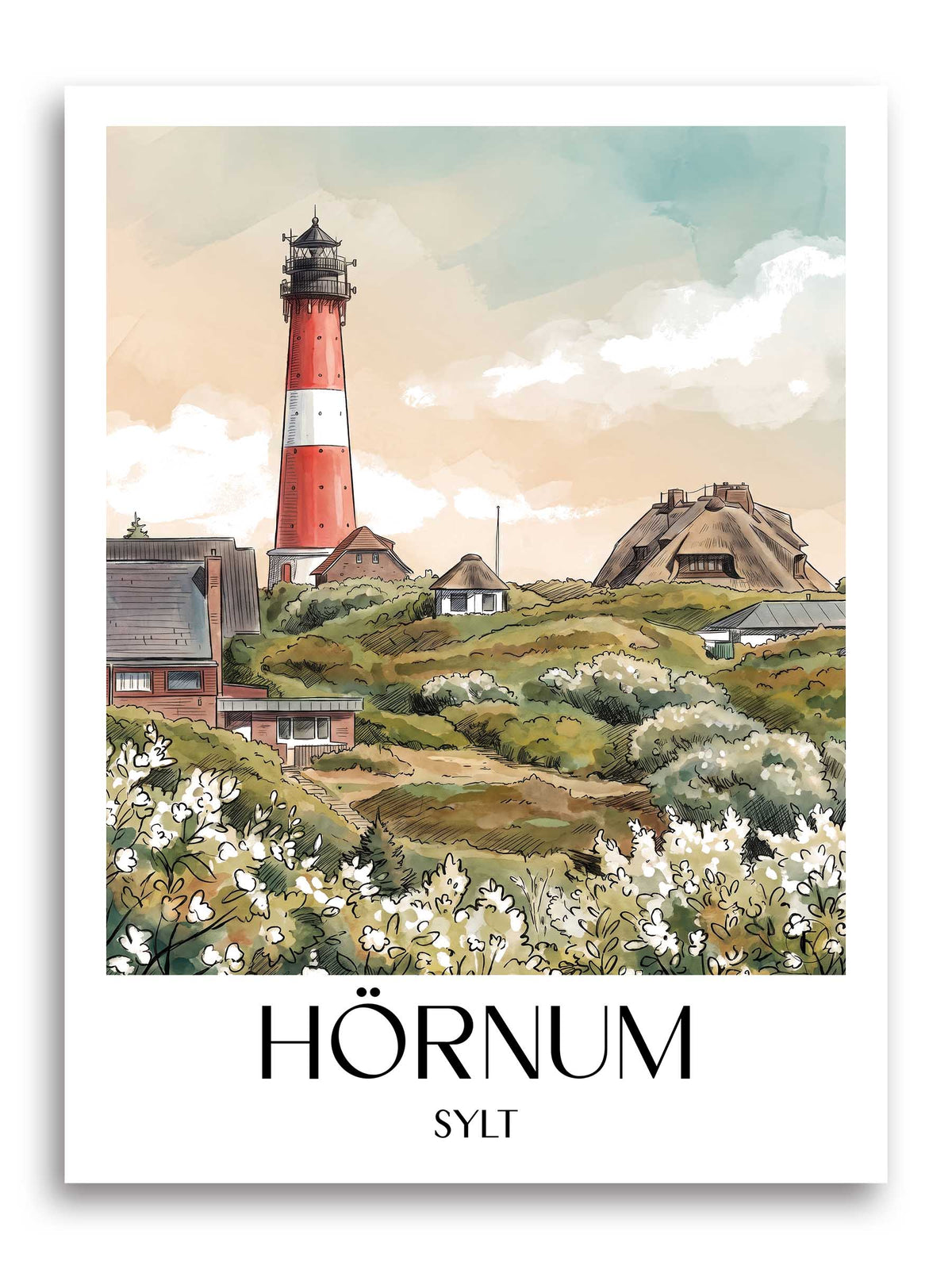 hörnum-sylt-deutschland-poster-aquarell