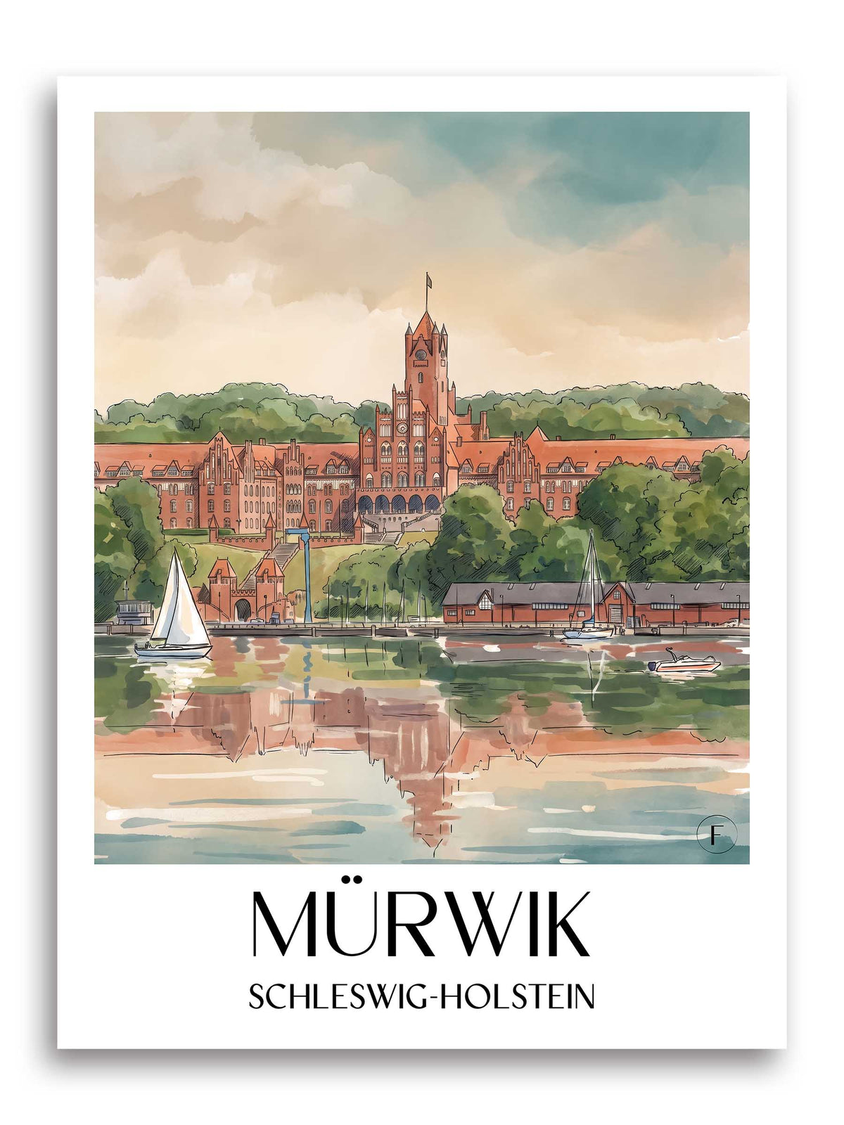 Mürwik Poster - Schleswig-Holstein - Deutschland Kunstdruck - Aquarell von A4 bis A1