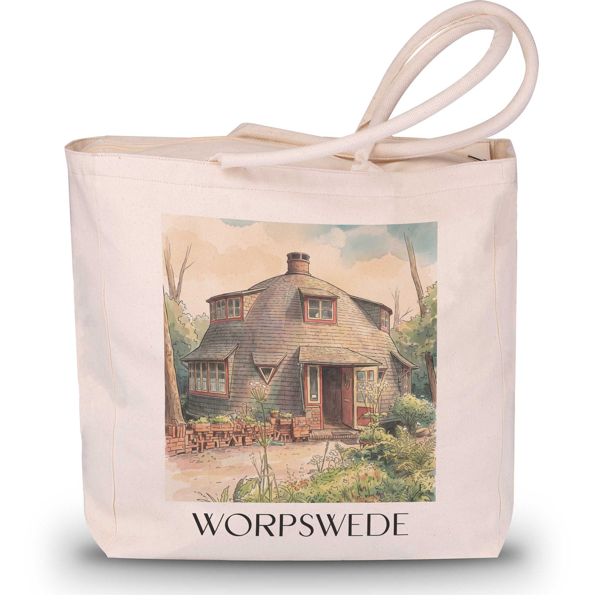 worpswede-teufelsmoor-deutschland-einkaufstasche-aquarell