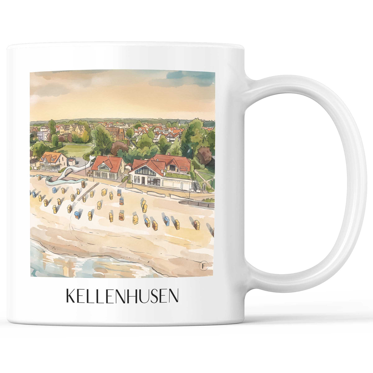 Kellenhusen Kaffeebecher - Ostsee - Deutschland Becher - Kaffeetasse im Aquarell Stil