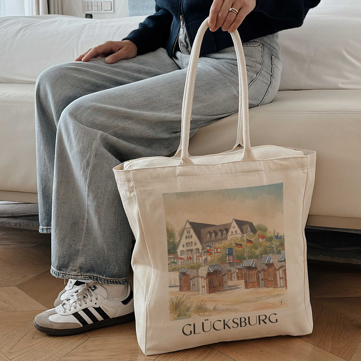 glücksburg-flensburger-förde-deutschland-einkaufstasche-aquarell