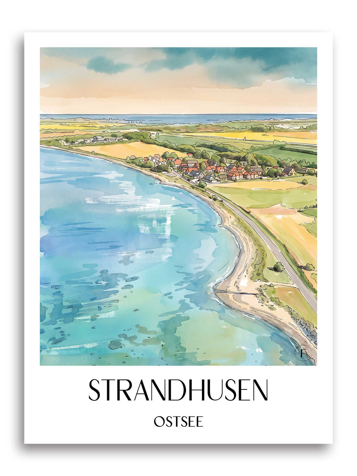 strandhusen-ostsee-deutschland-poster-aquarell