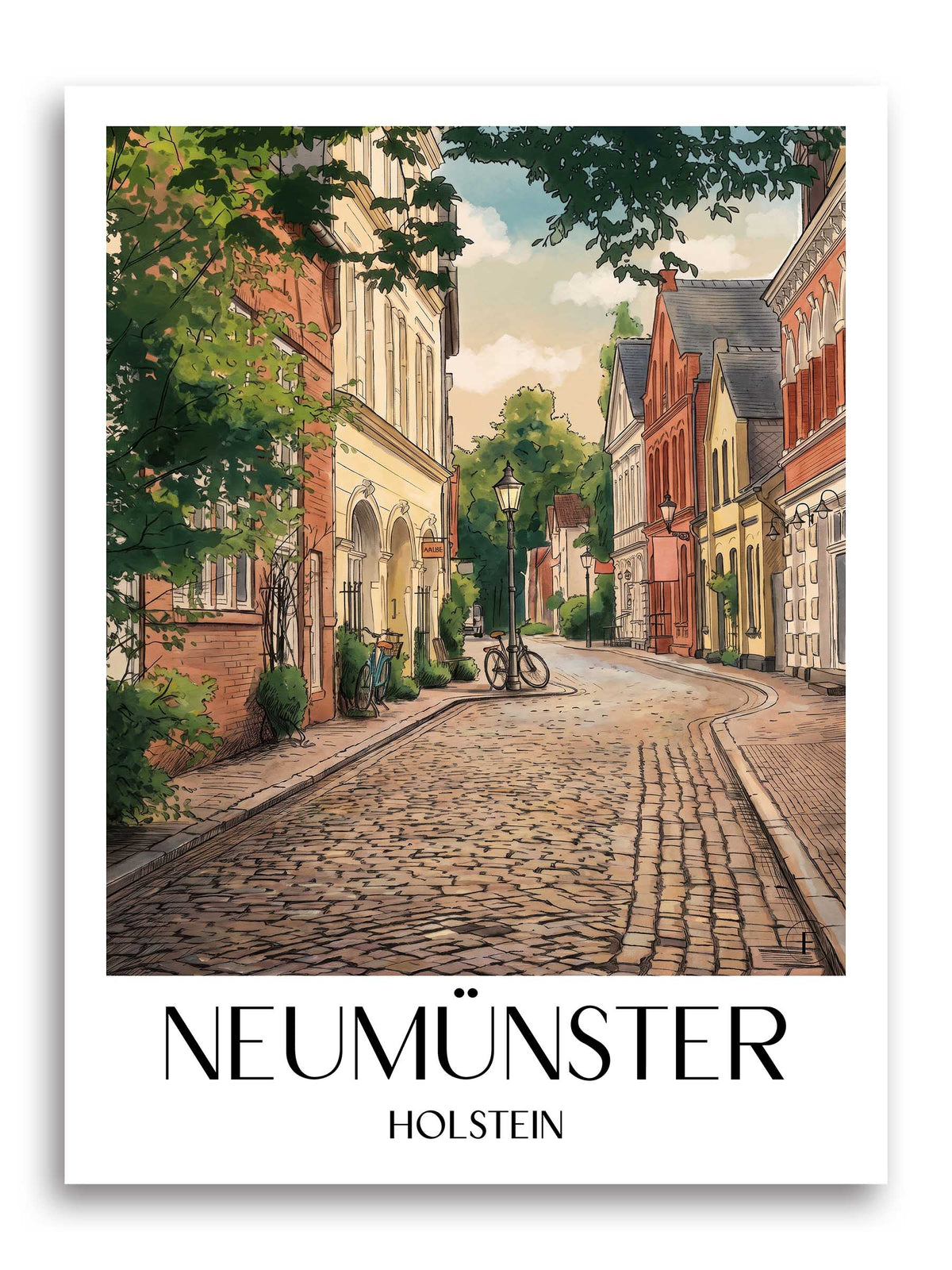 neumünster-holstein-deutschland-poster-aquarell
