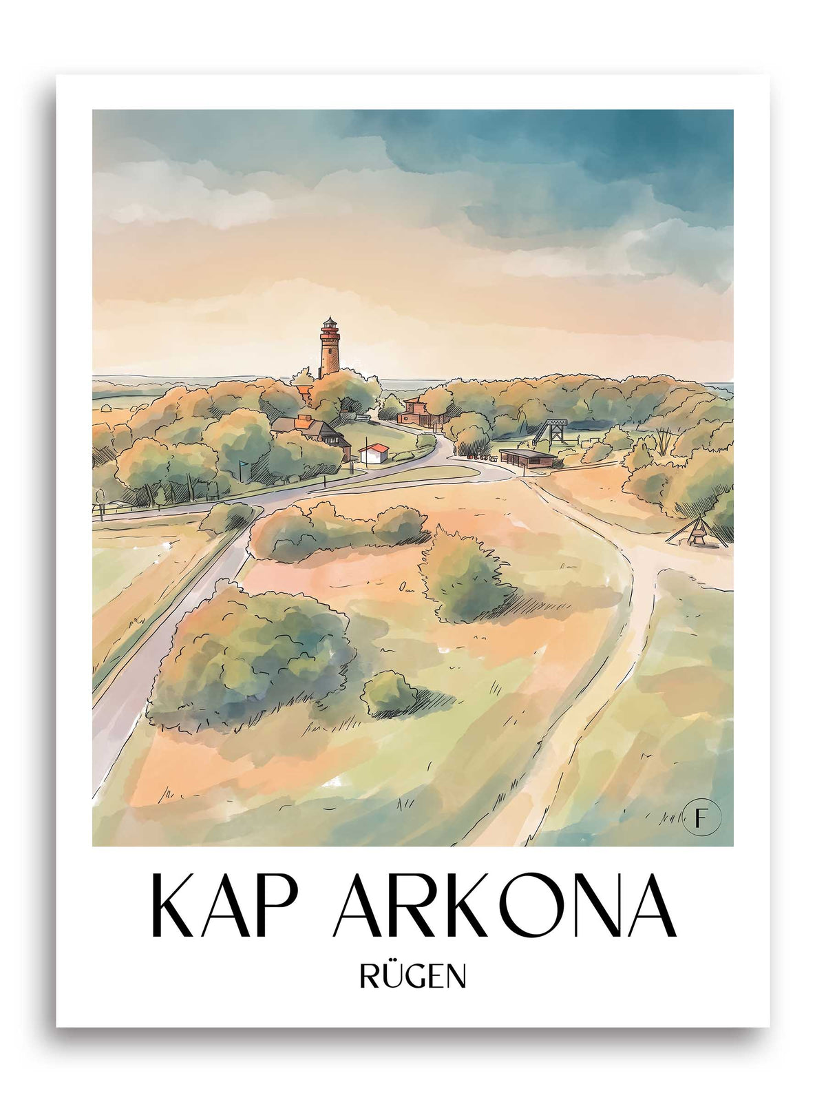 kap-arkona-rügen-deutschland-poster-aquarell