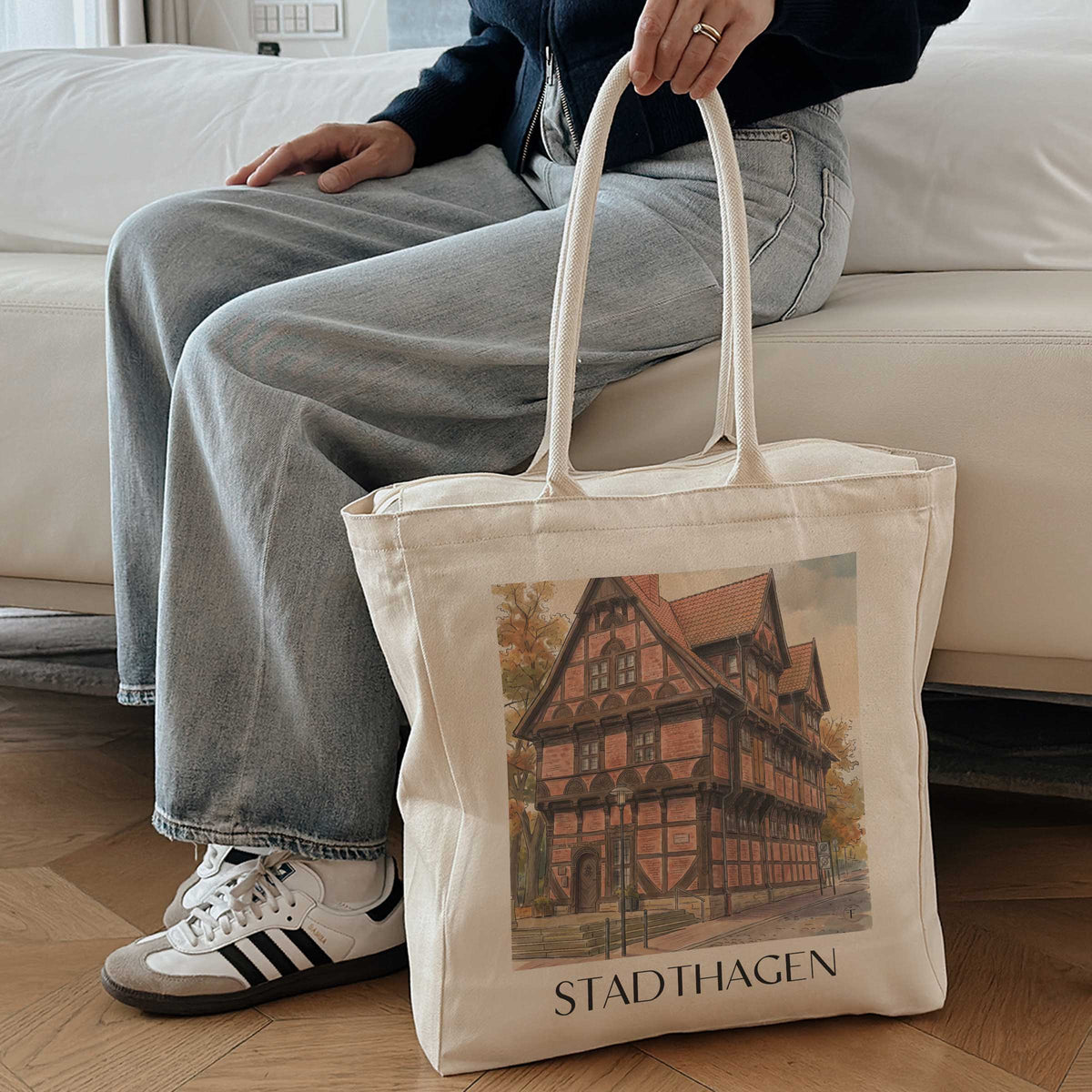 stadthagen-niedersachsen-deutschland-einkaufstasche-aquarell
