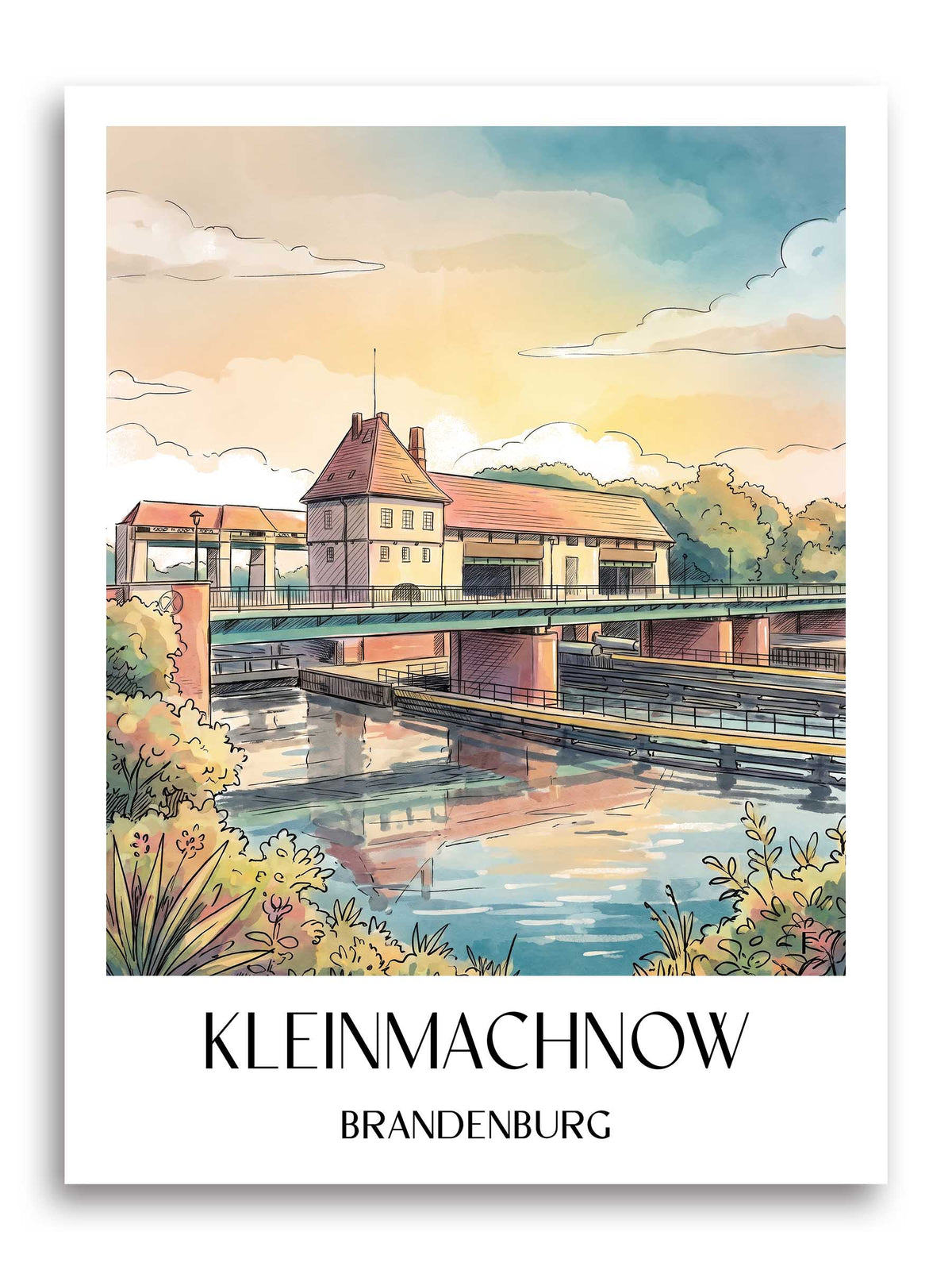 Kleinmachnow Poster - Brandenburg - Deutschland Kunstdruck - Aquarell von A4 bis A1