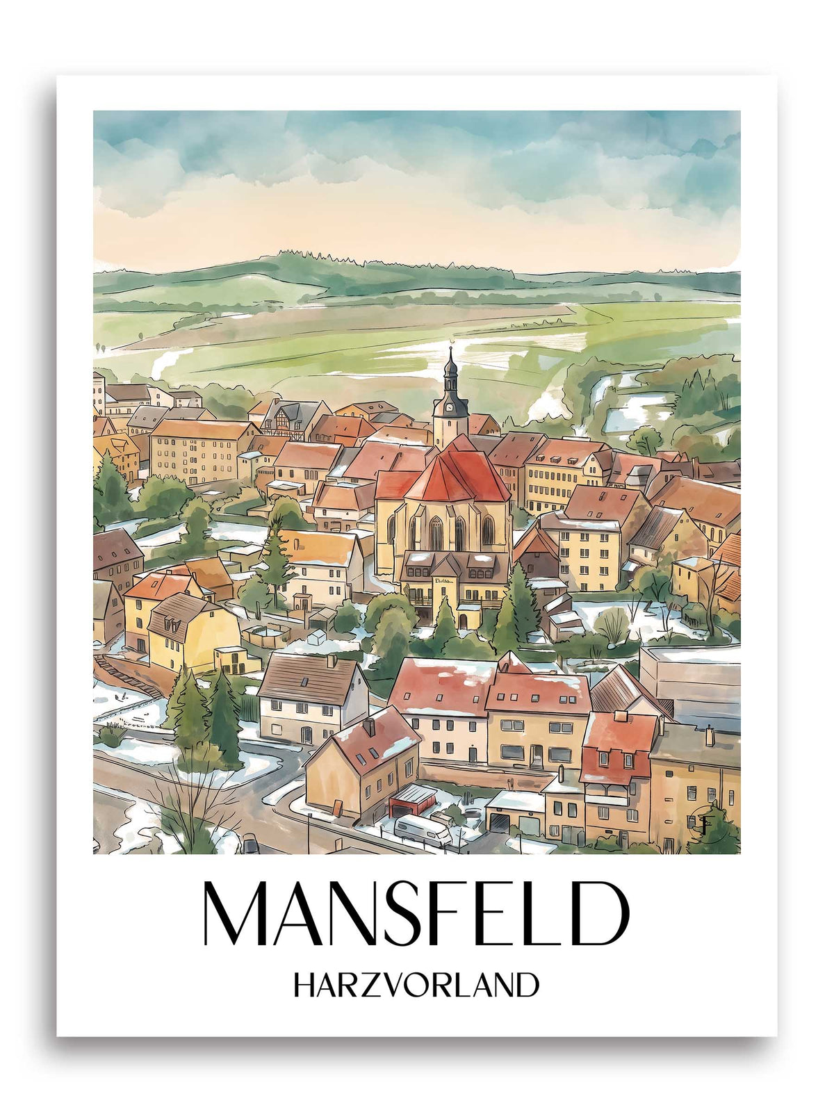 mansfeld-harzvorland-deutschland-poster-aquarell