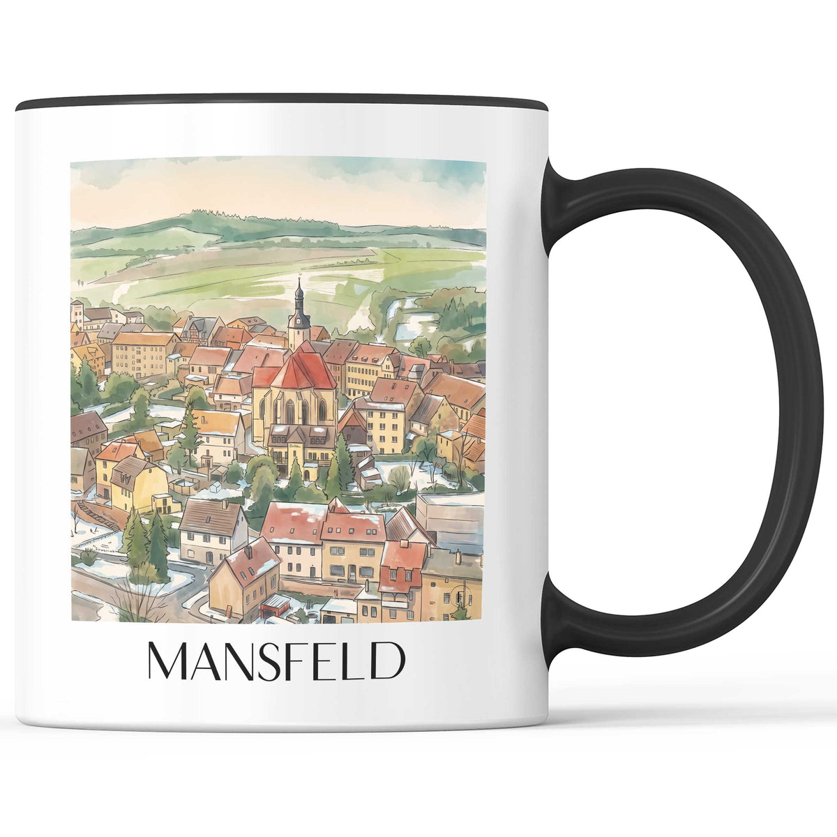 Mansfeld Kaffeebecher - Harzvorland - Deutschland Becher - Kaffeetasse im Aquarell Stil
