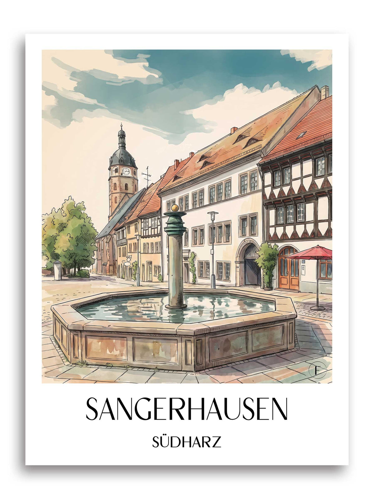 sangerhausen-südharz-deutschland-poster-aquarell