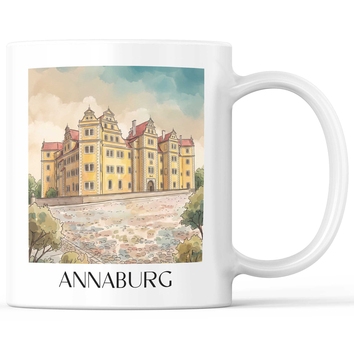 Annaburg Kaffeebecher - Sachsen-Anhalt - Deutschland Becher - Kaffeetasse im Aquarell Stil
