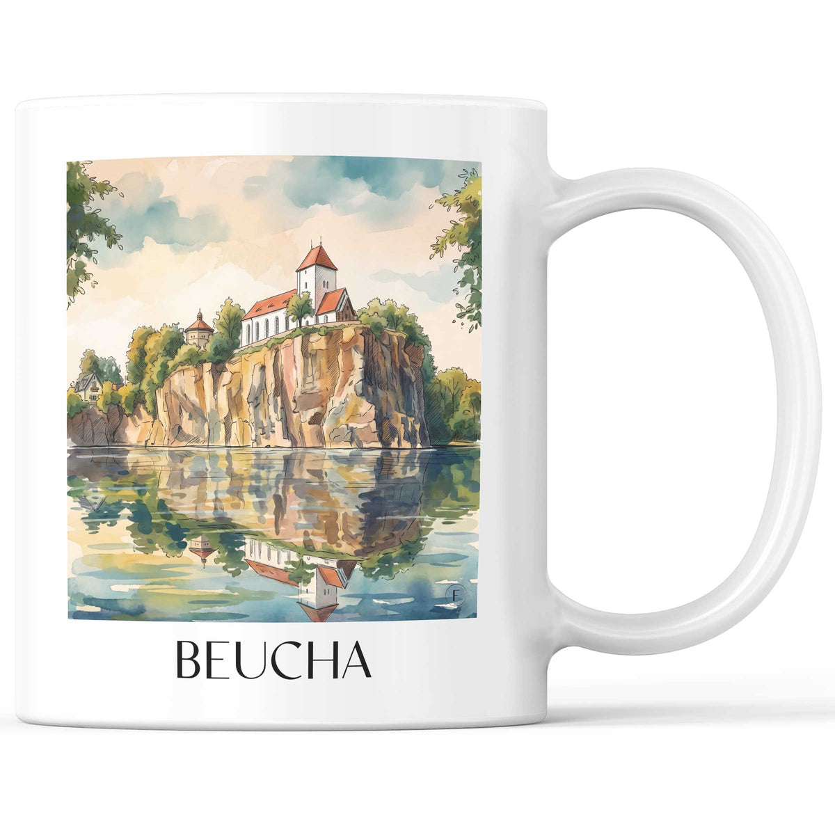 Beucha Kaffeebecher - Leipziger Land - Deutschland Becher - Kaffeetasse im Aquarell Stil
