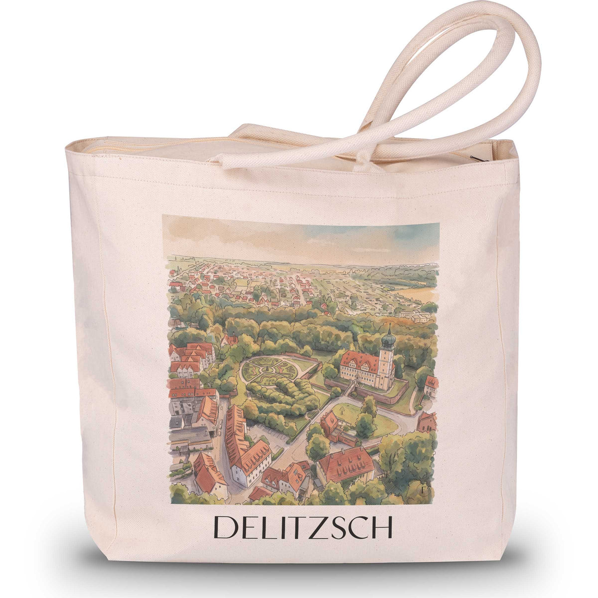 Delitzsch Shopping Tasche - Leipziger Tieflandsbucht - Deutschland Tote Bag - Einkaufstasche im Aquarell Stil